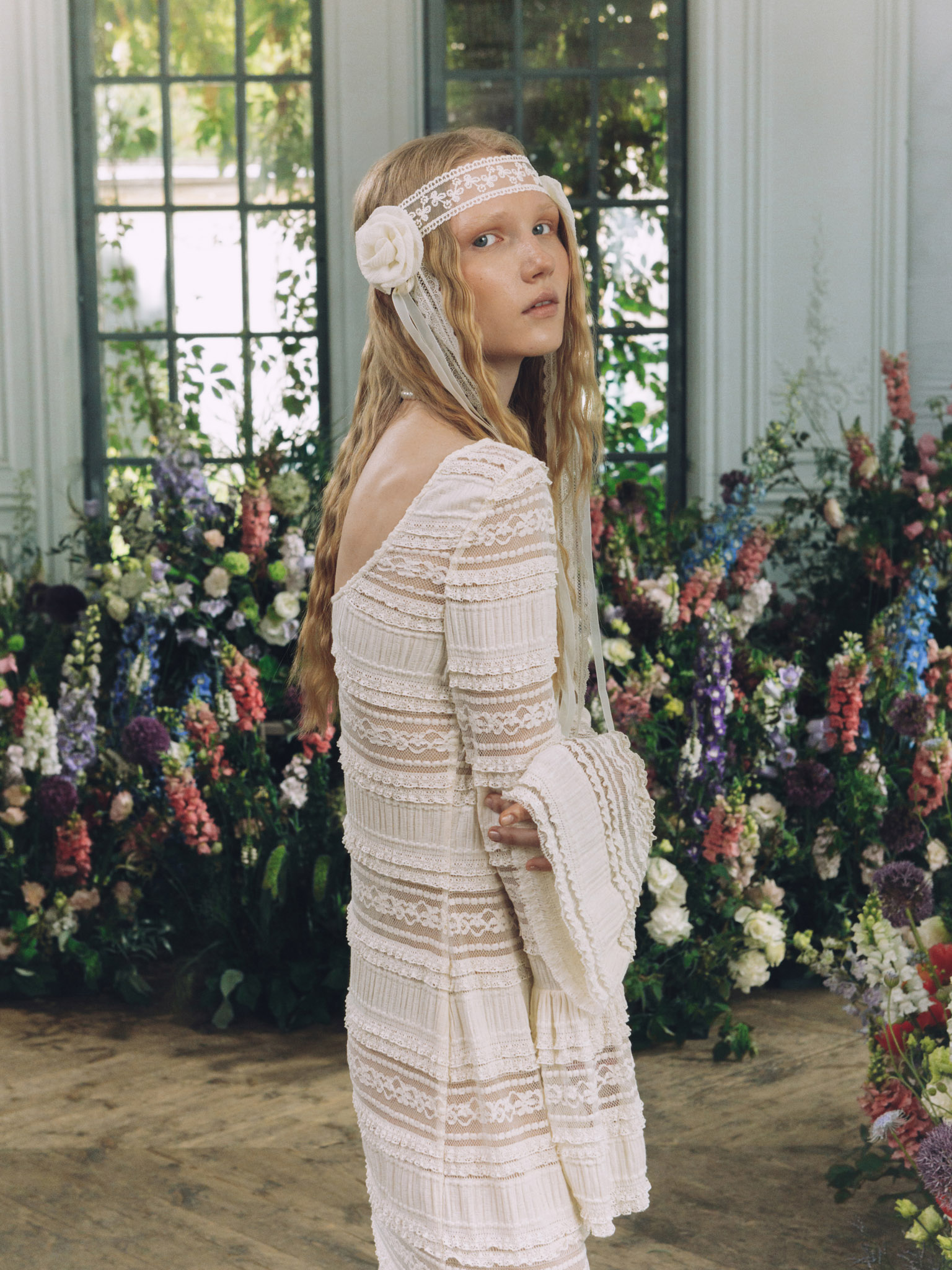 Openwork knitted maxi dress