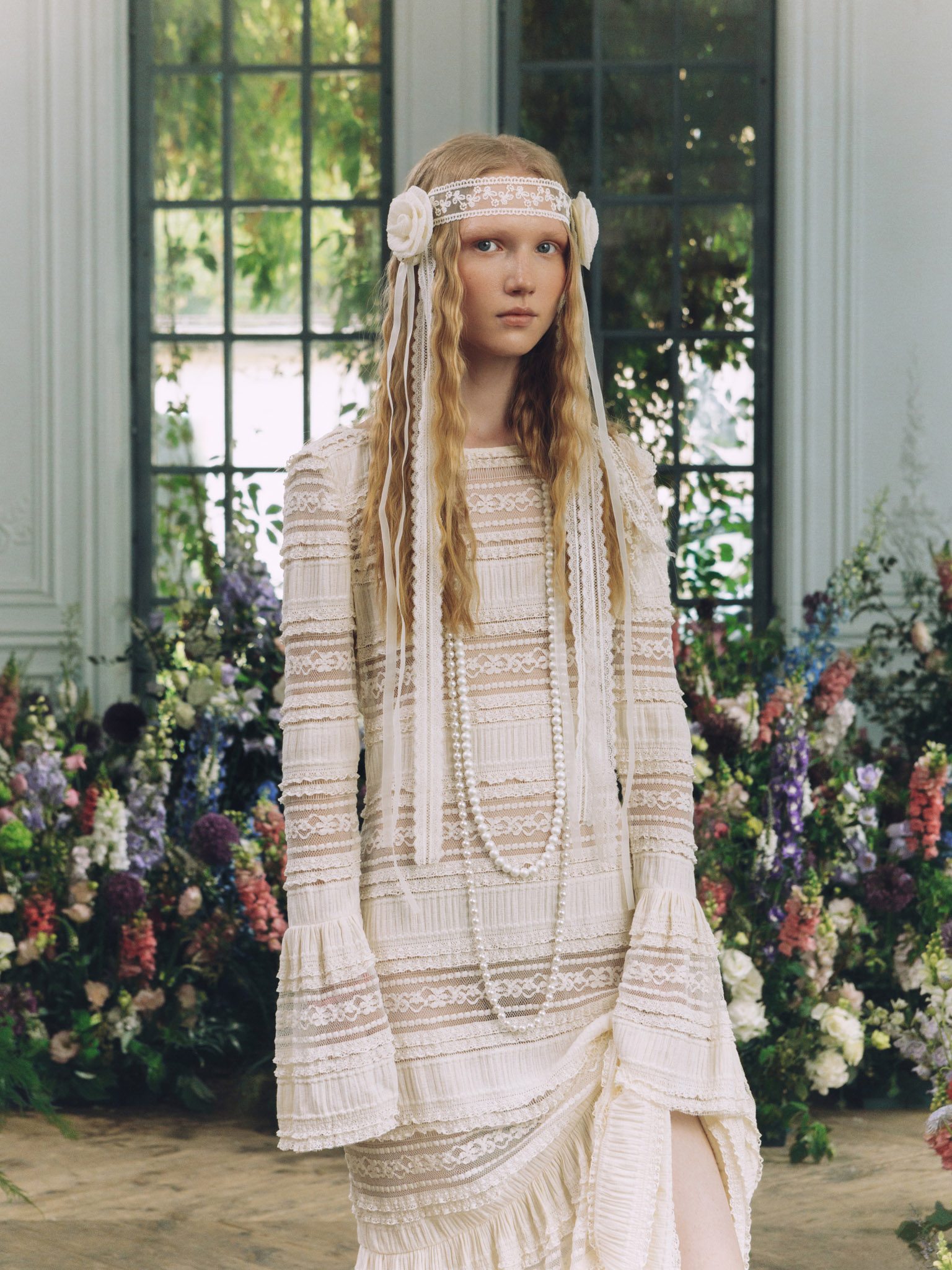 Openwork knitted maxi dress