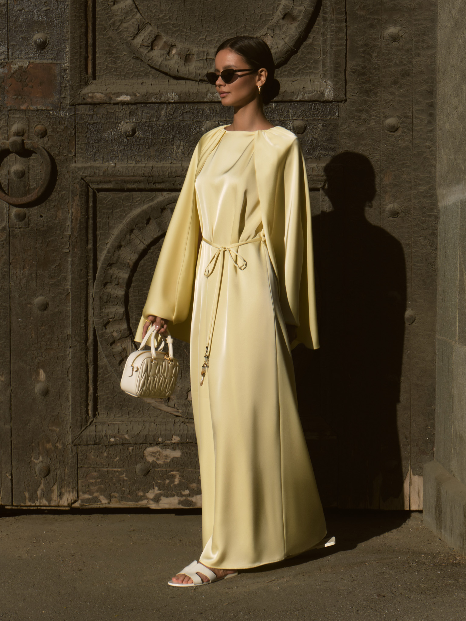 Maxi dress with matching cape