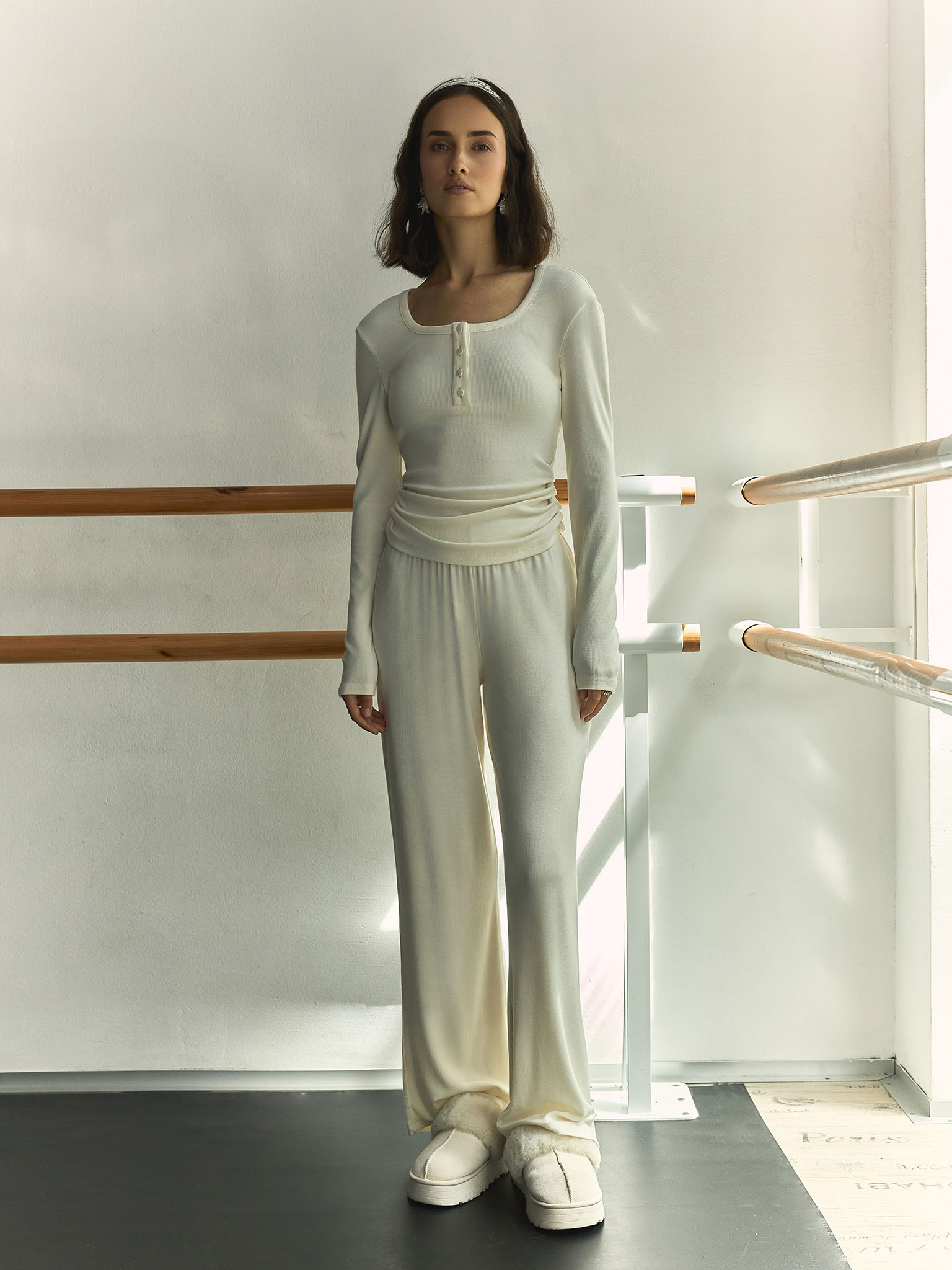 Loose fit jersey trousers