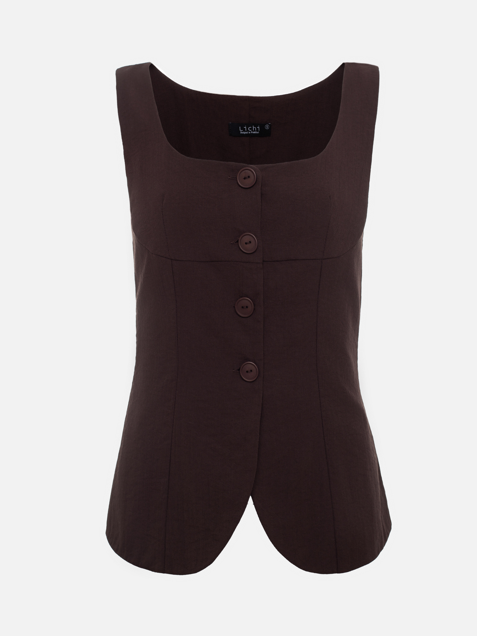 Waistcoat with round neckline and matching buttons