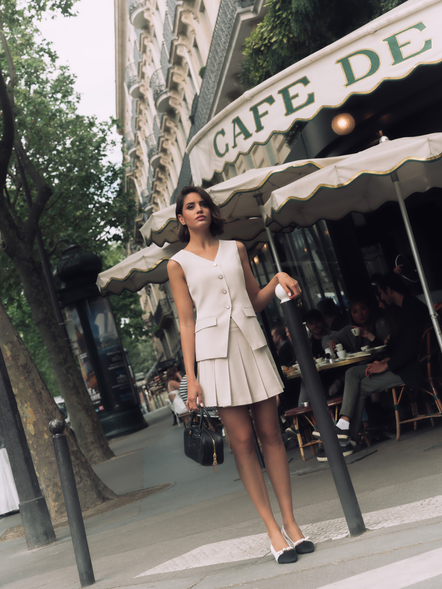 Suit mini skirt with pleats