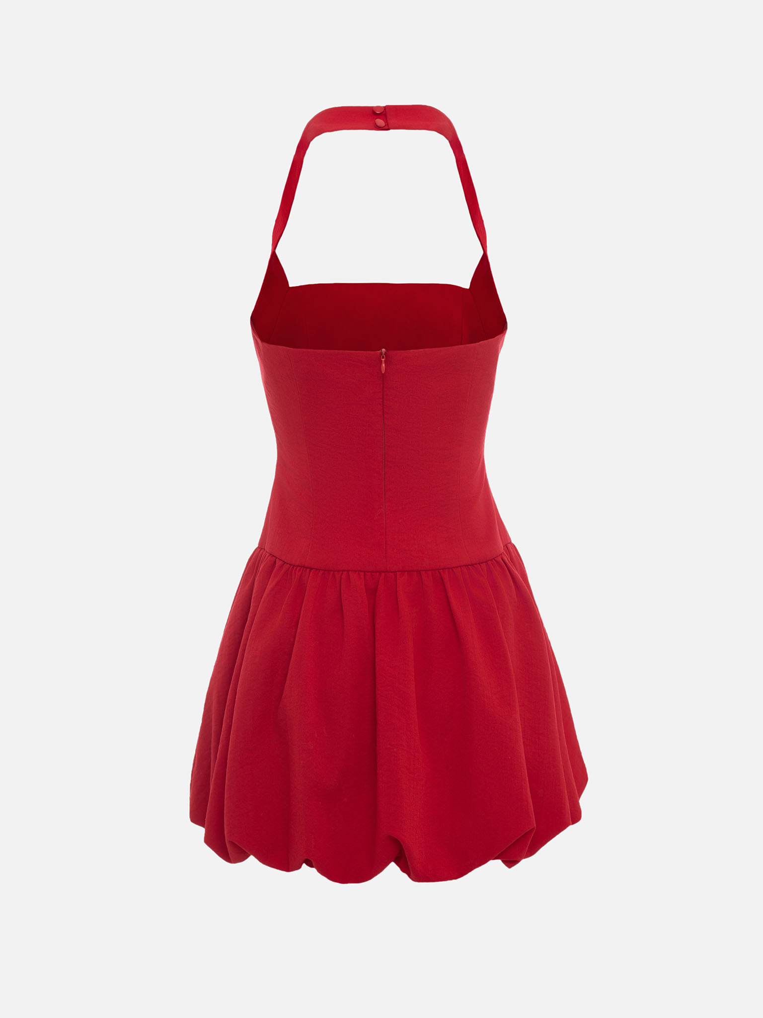 Mini dress with wide straps and voluminous skirt