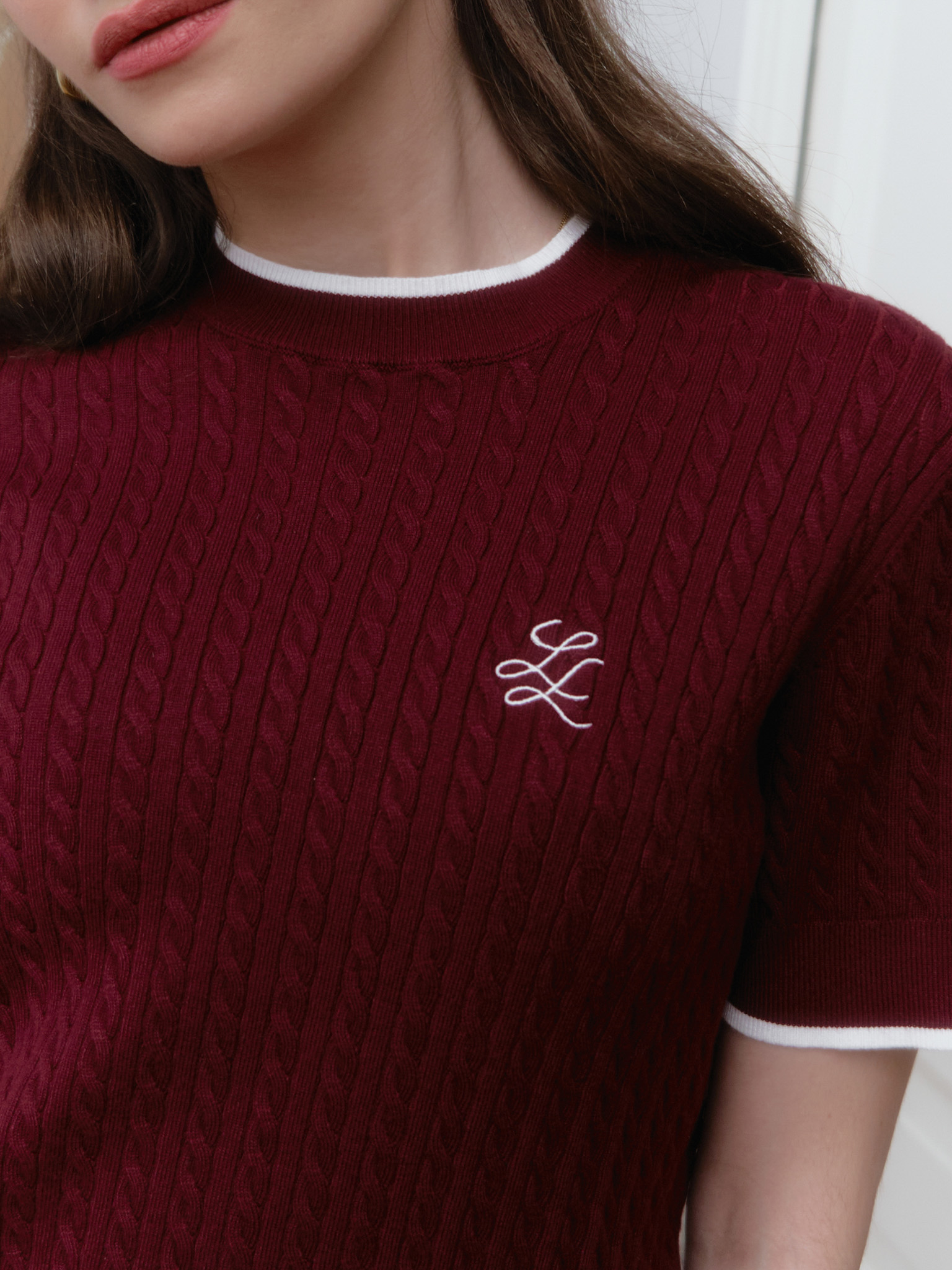 Knitted top with monogram