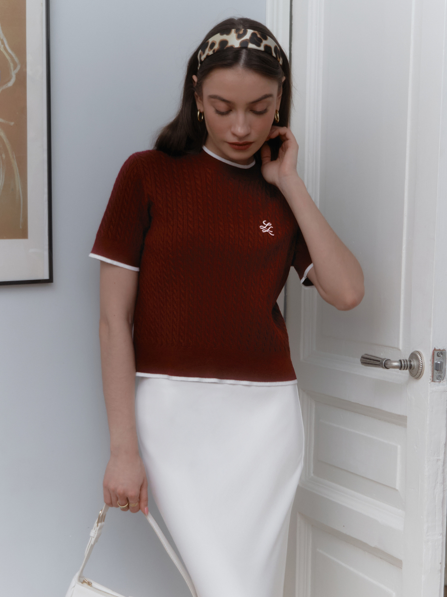 Knitted top with monogram