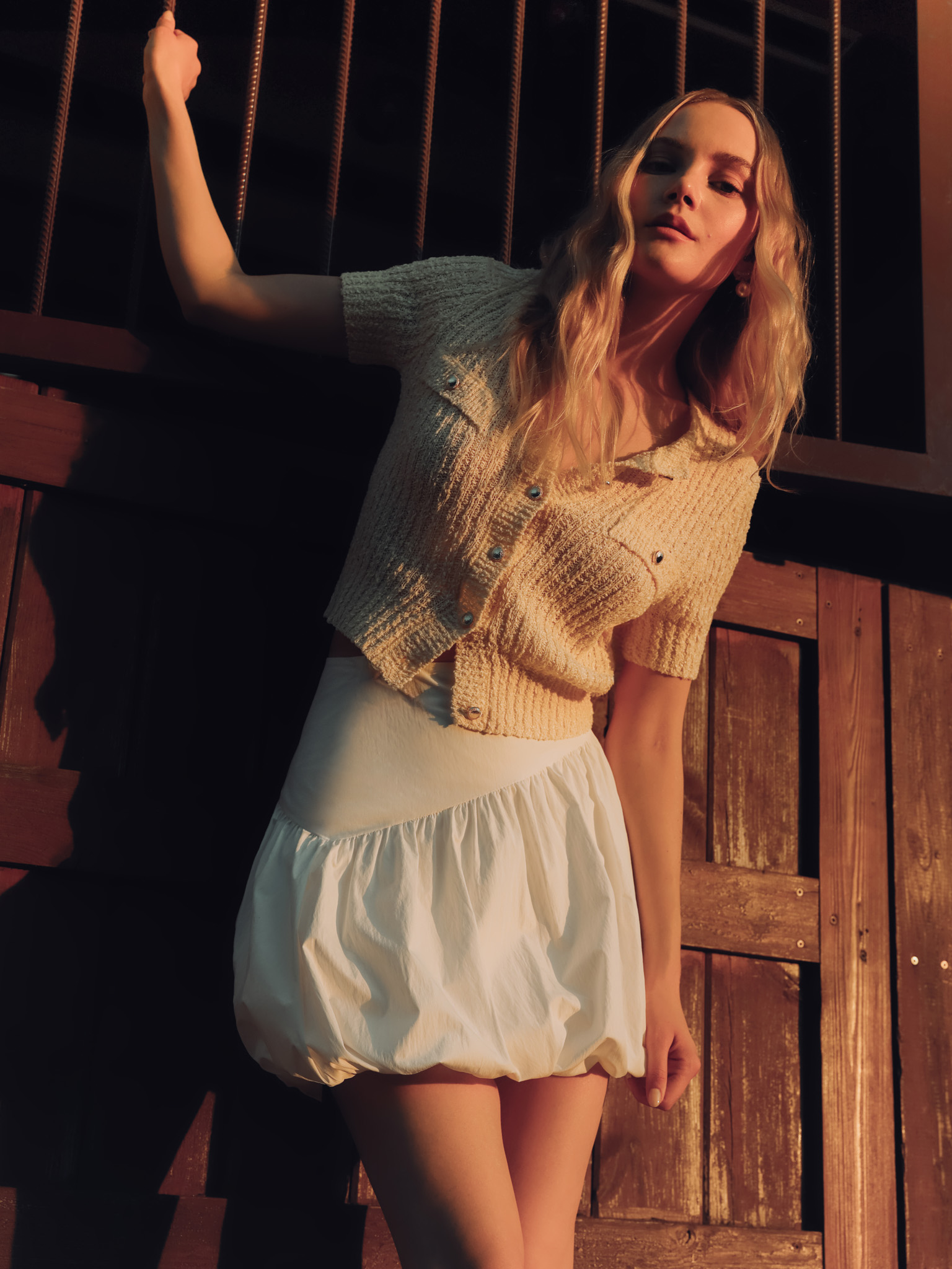 Юбка баллон мини с асимметричным поясом