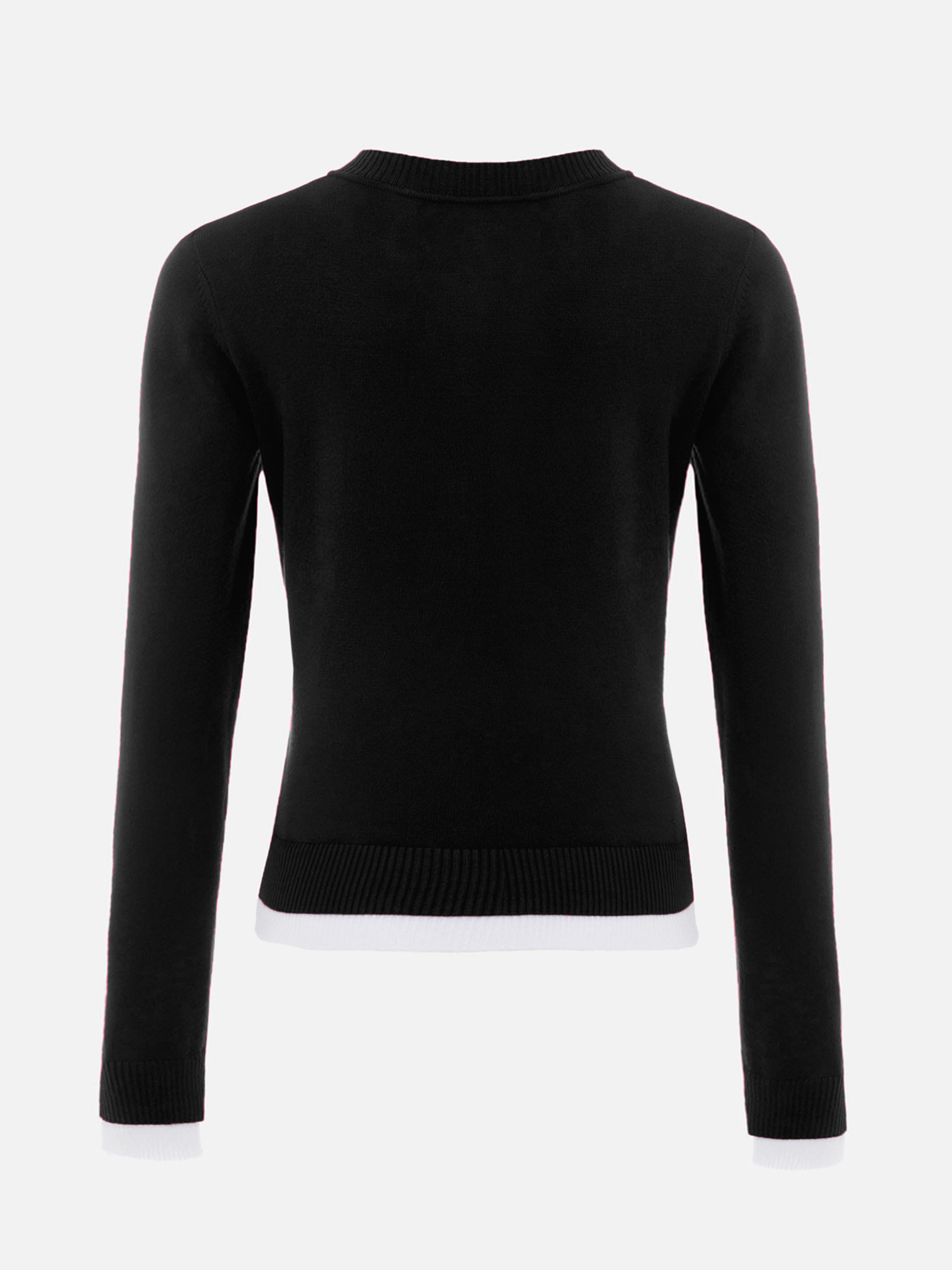 Knitted cardigan with contrasting cuffs and bottom edge