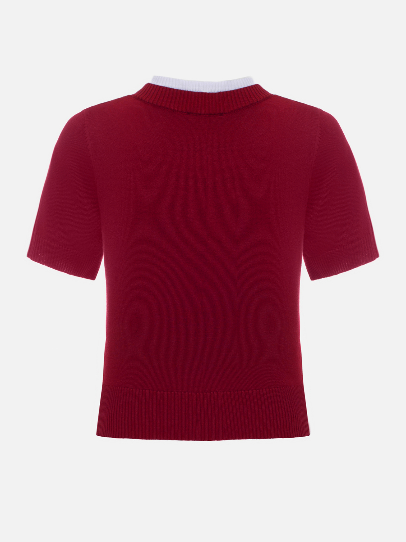 Knitted jersey T-shirt with contrast edging on the collar