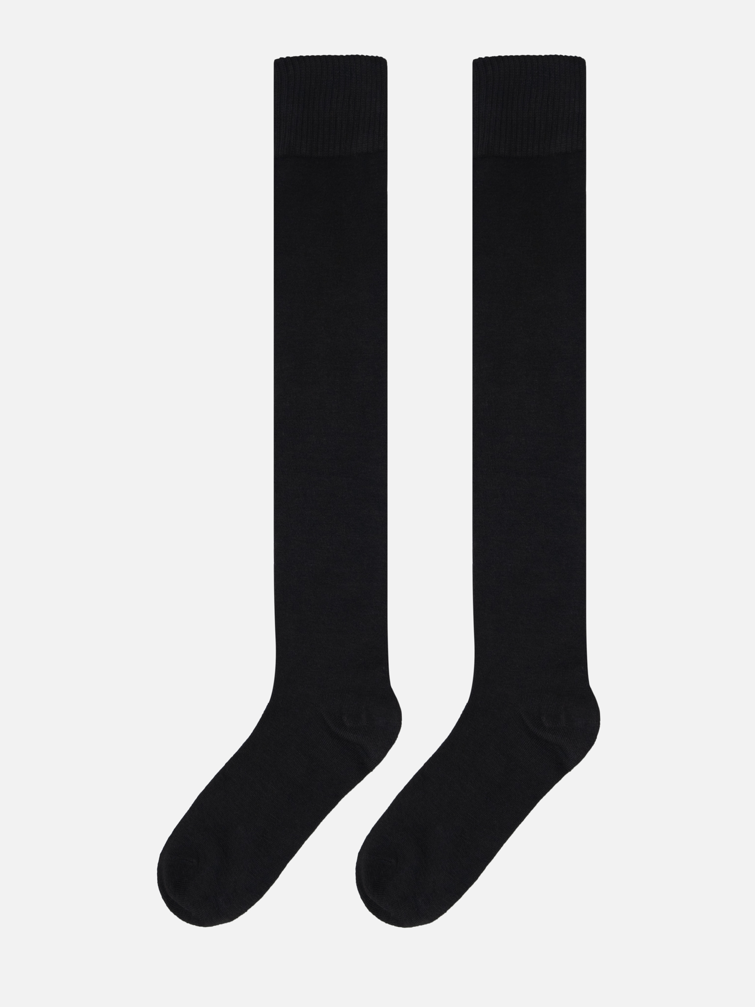 Knee-length socks with ribbed cuffs