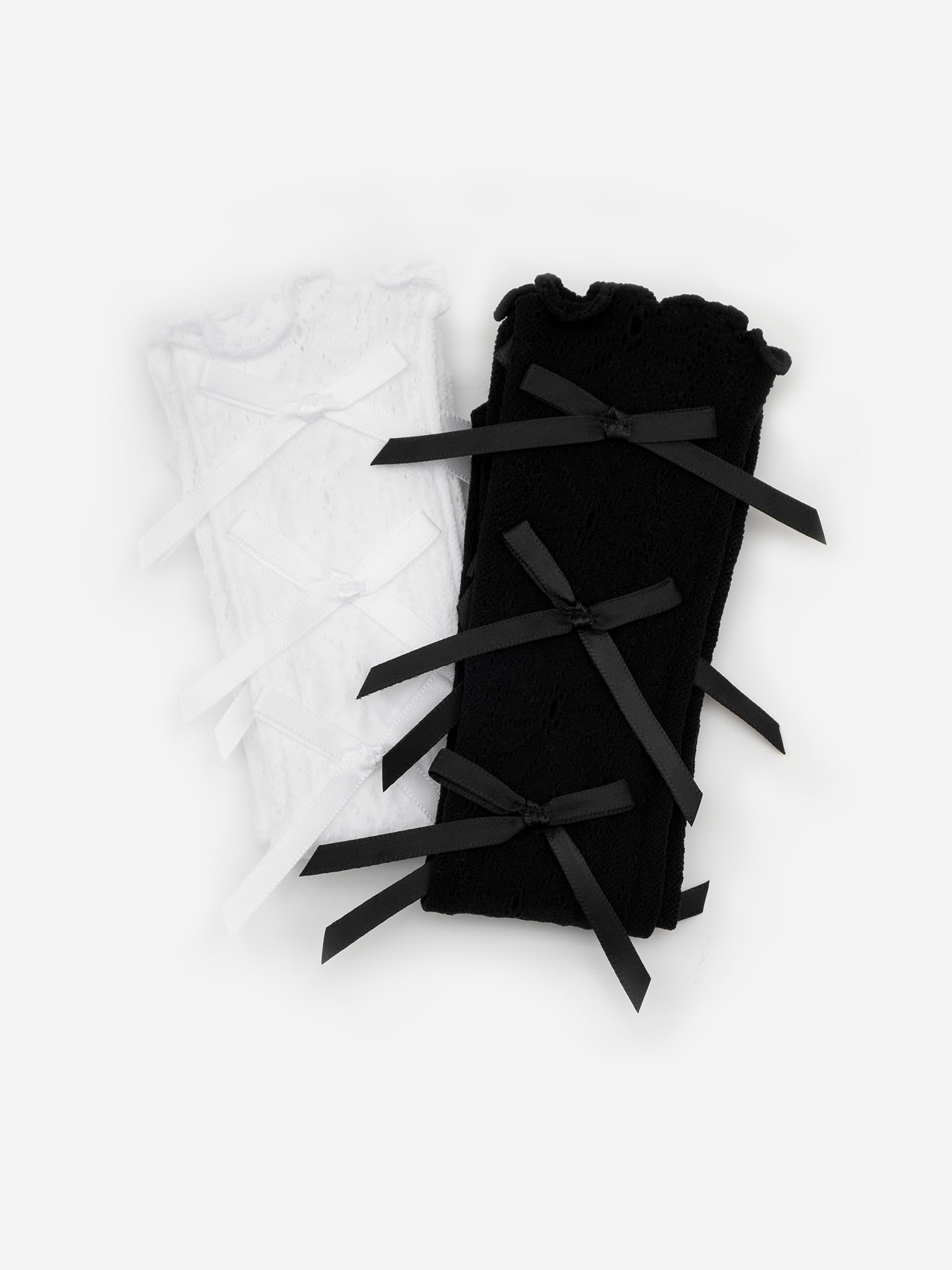 Set of two pairs of knee socks with bows