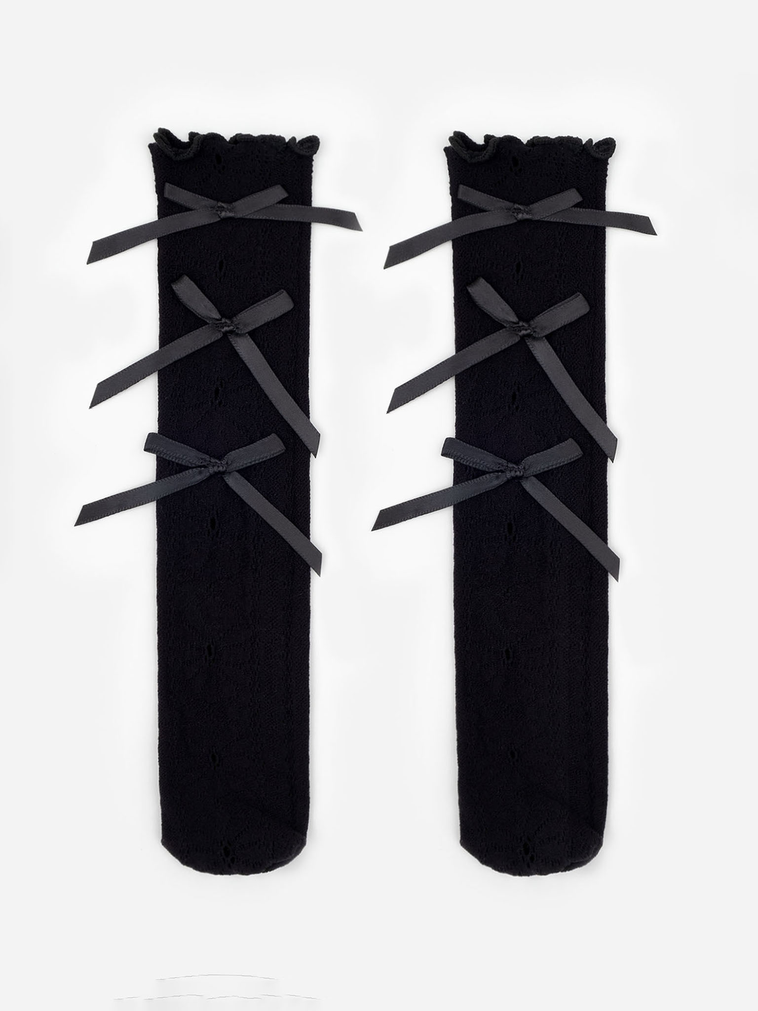 Set of two pairs of knee socks with bows