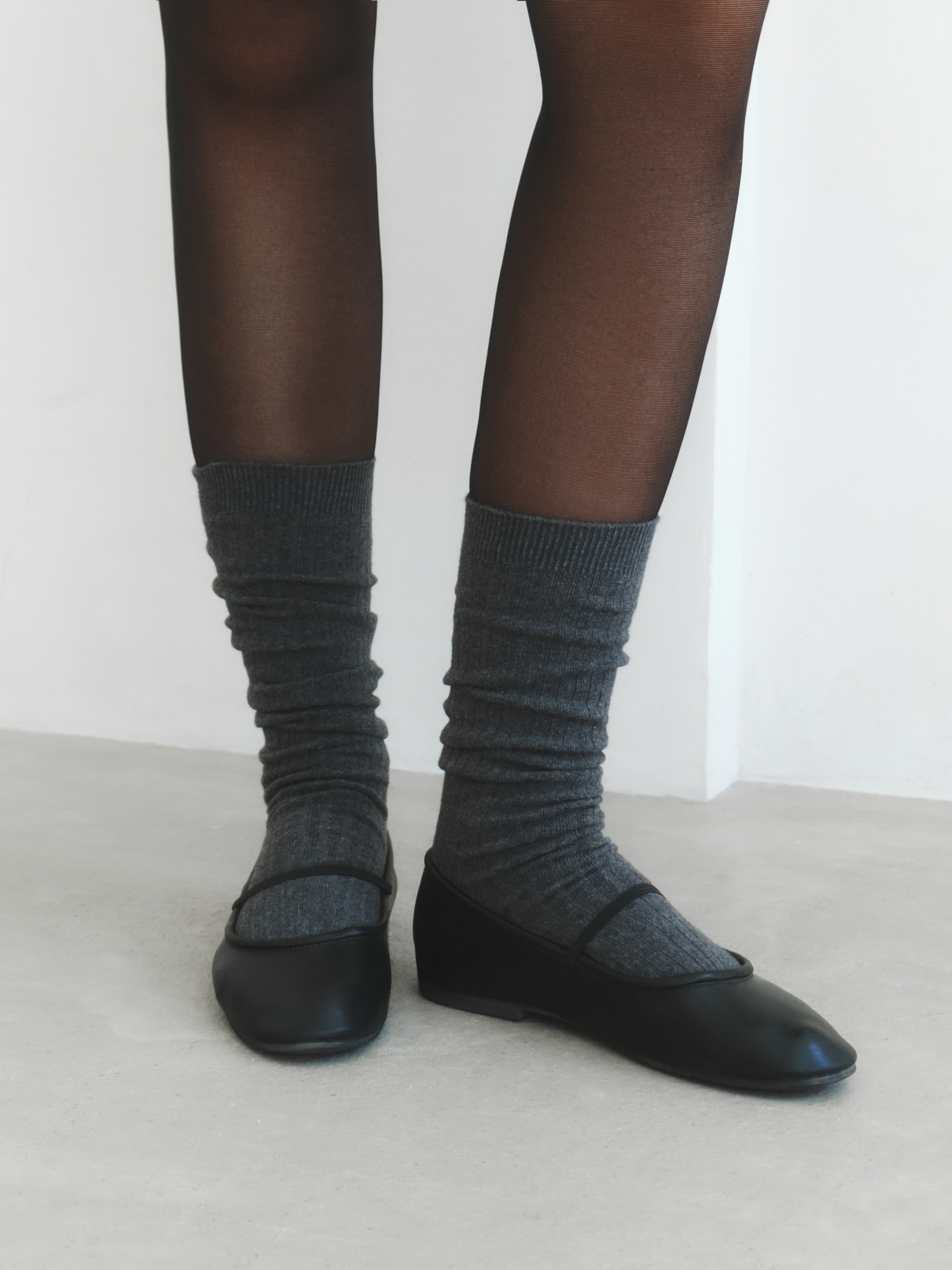 Рельефные гольфы с манжетами в рубчик