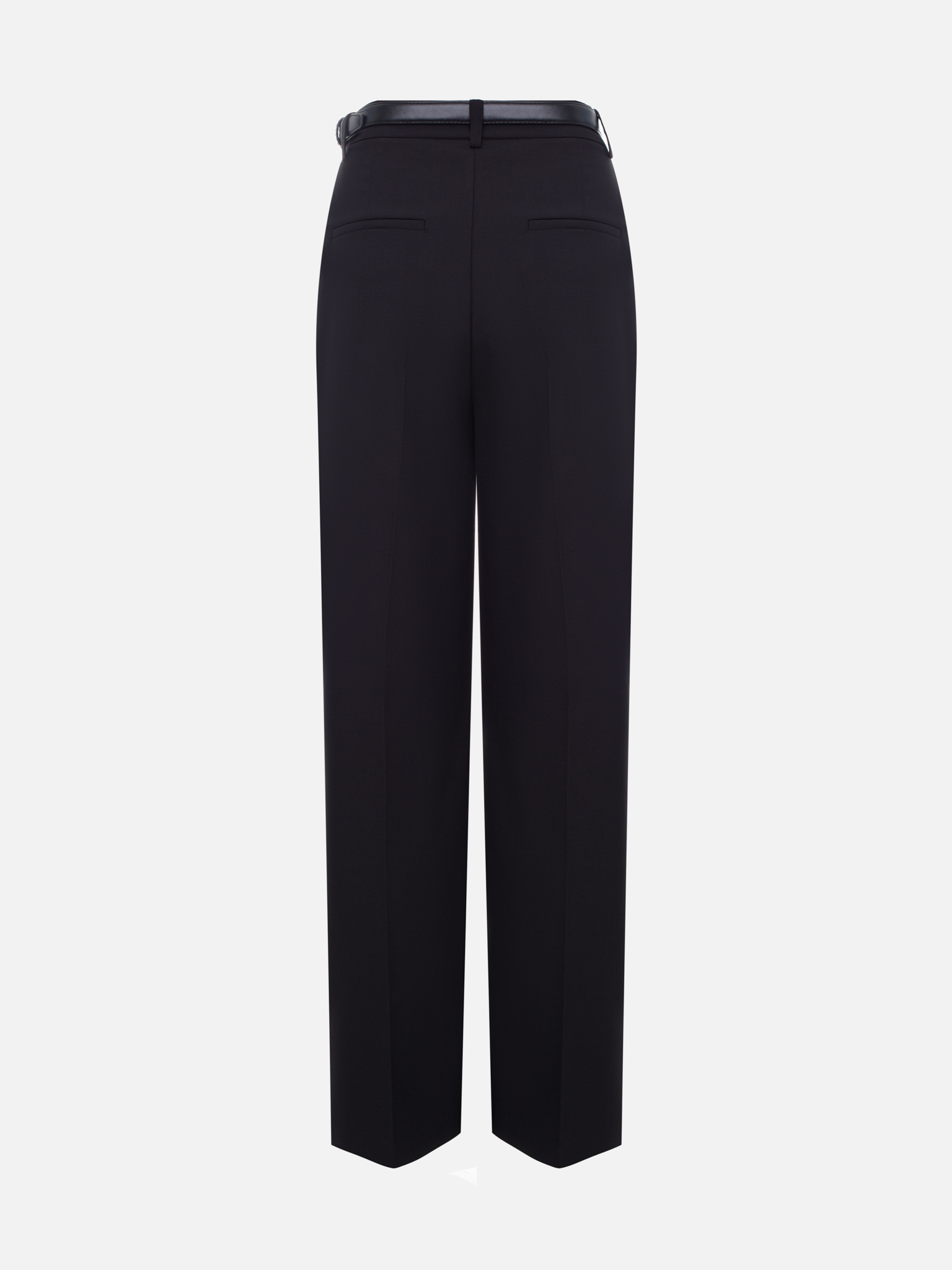 Straight suiting trousers with eco-leather belt