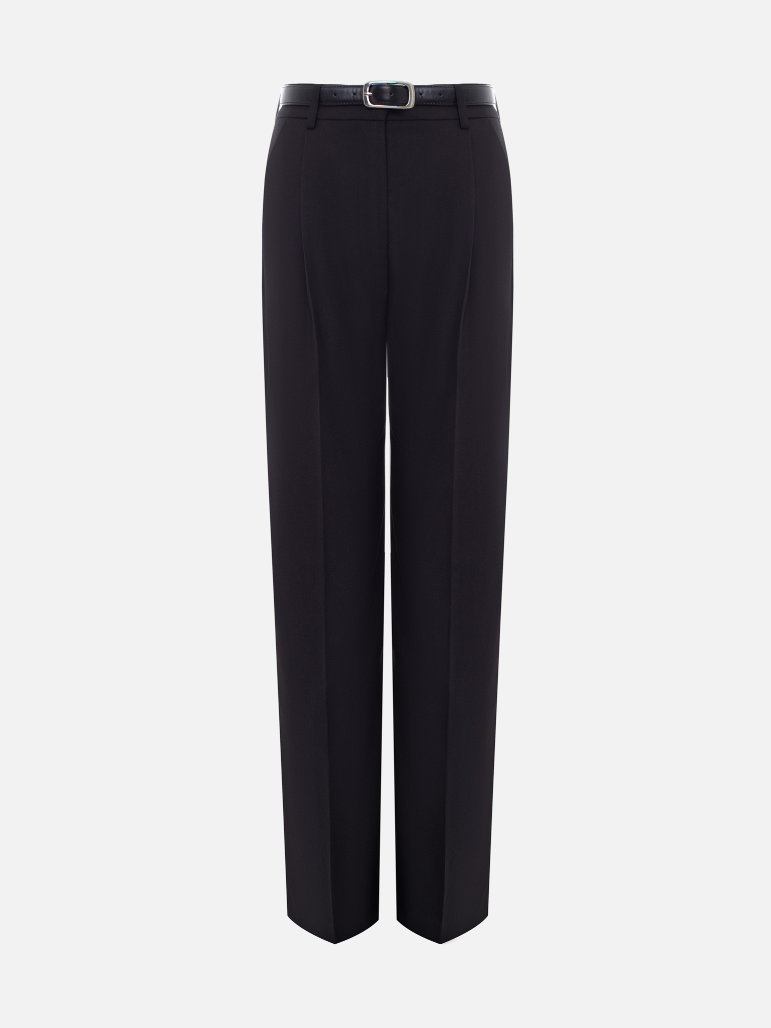 Straight suiting trousers with eco-leather belt