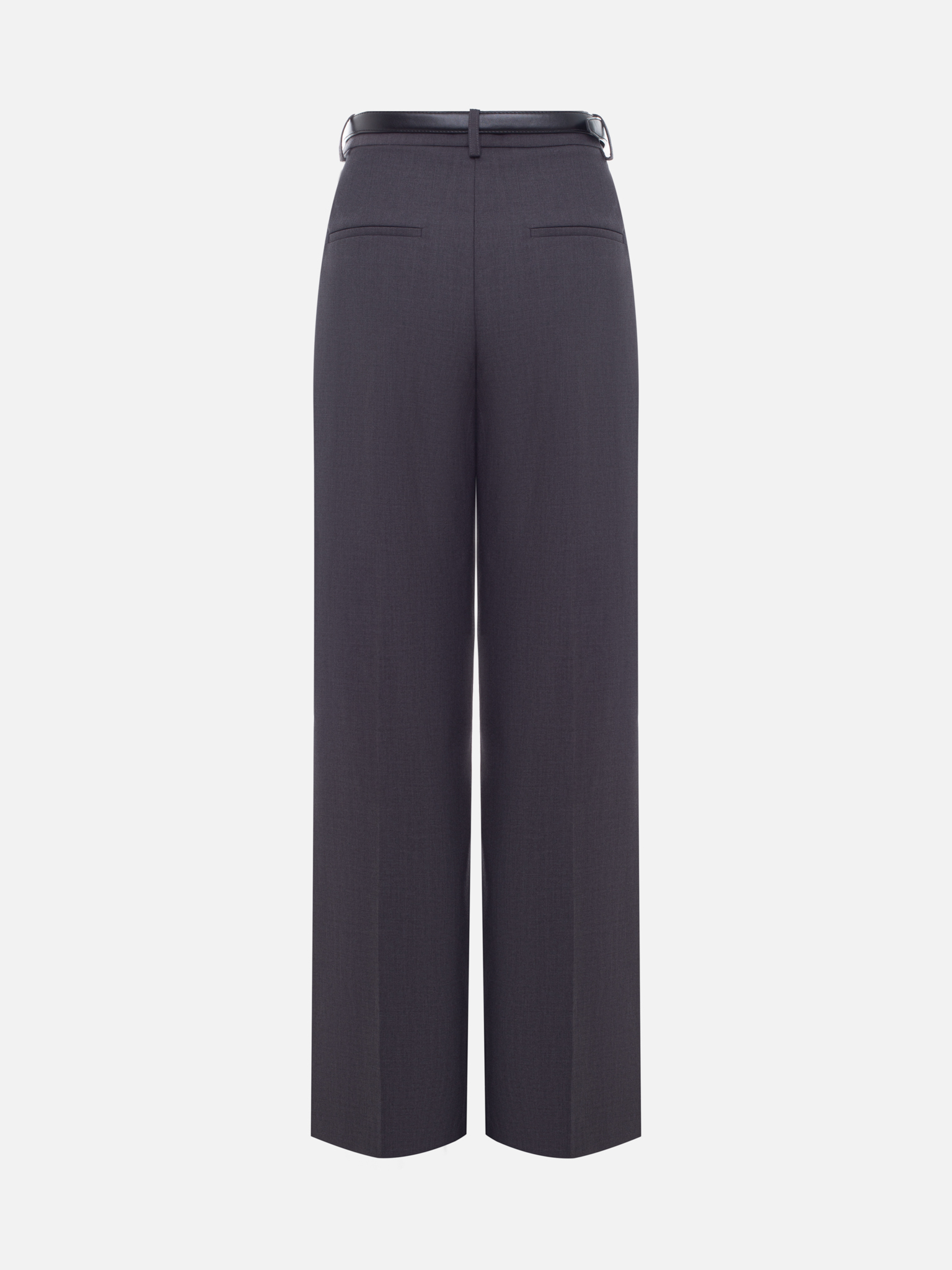 Straight suiting trousers with eco-leather belt