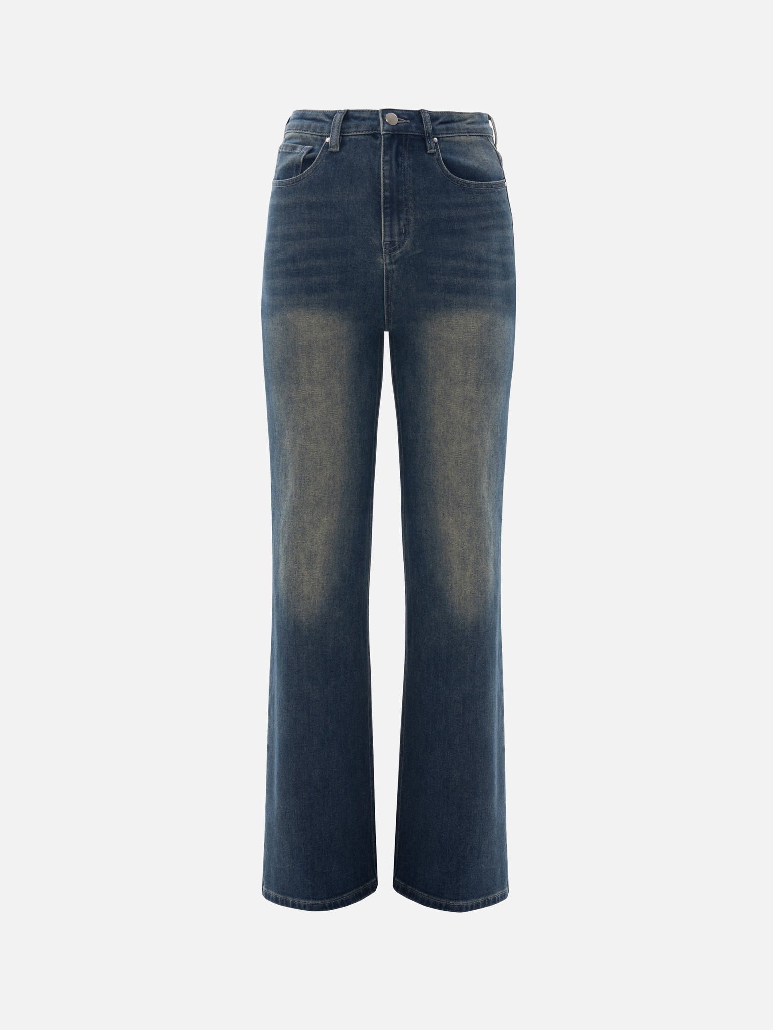 Straight denim jeans with scuffs