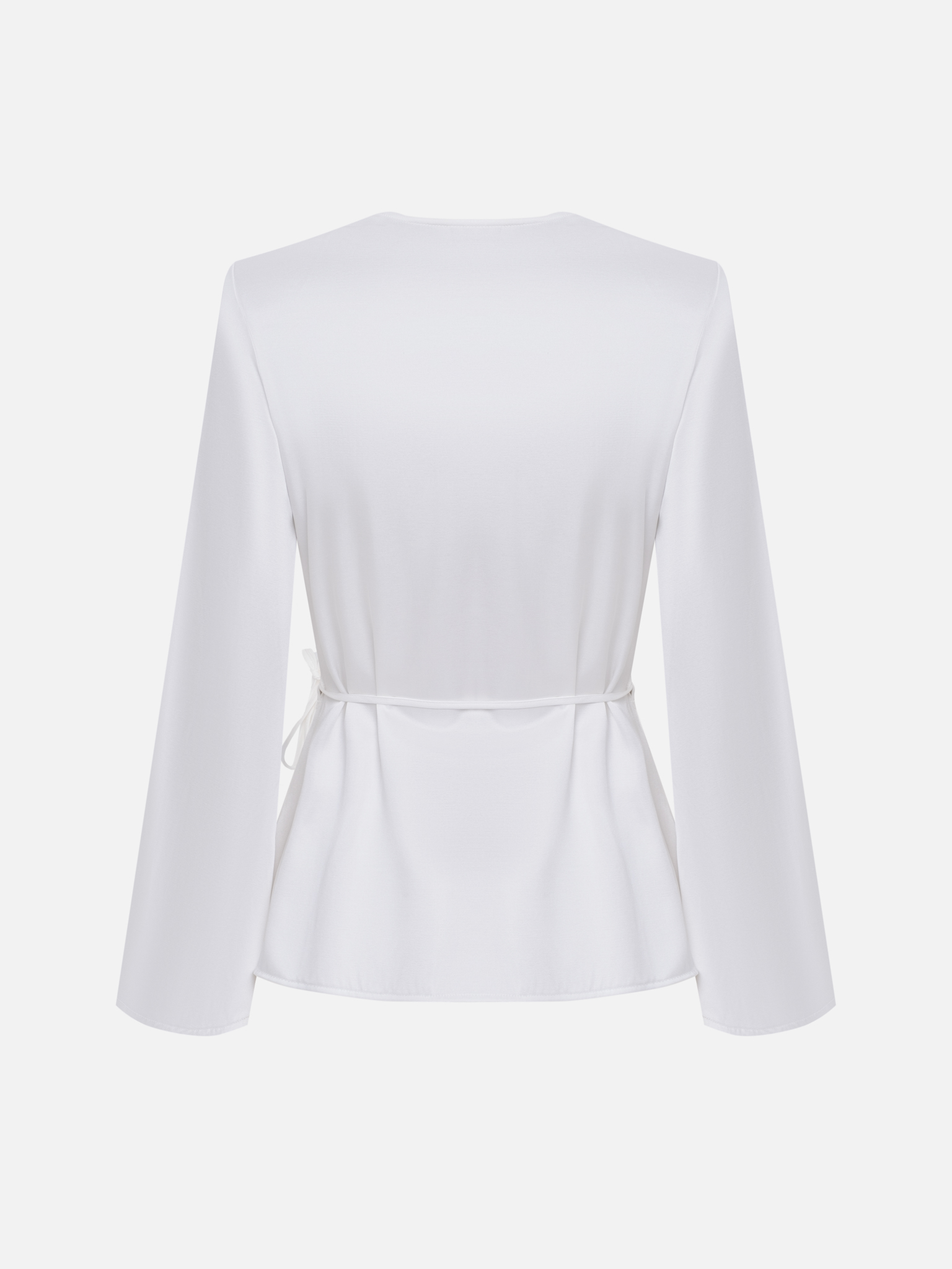 Satin kimono wrap blouse with waist ties