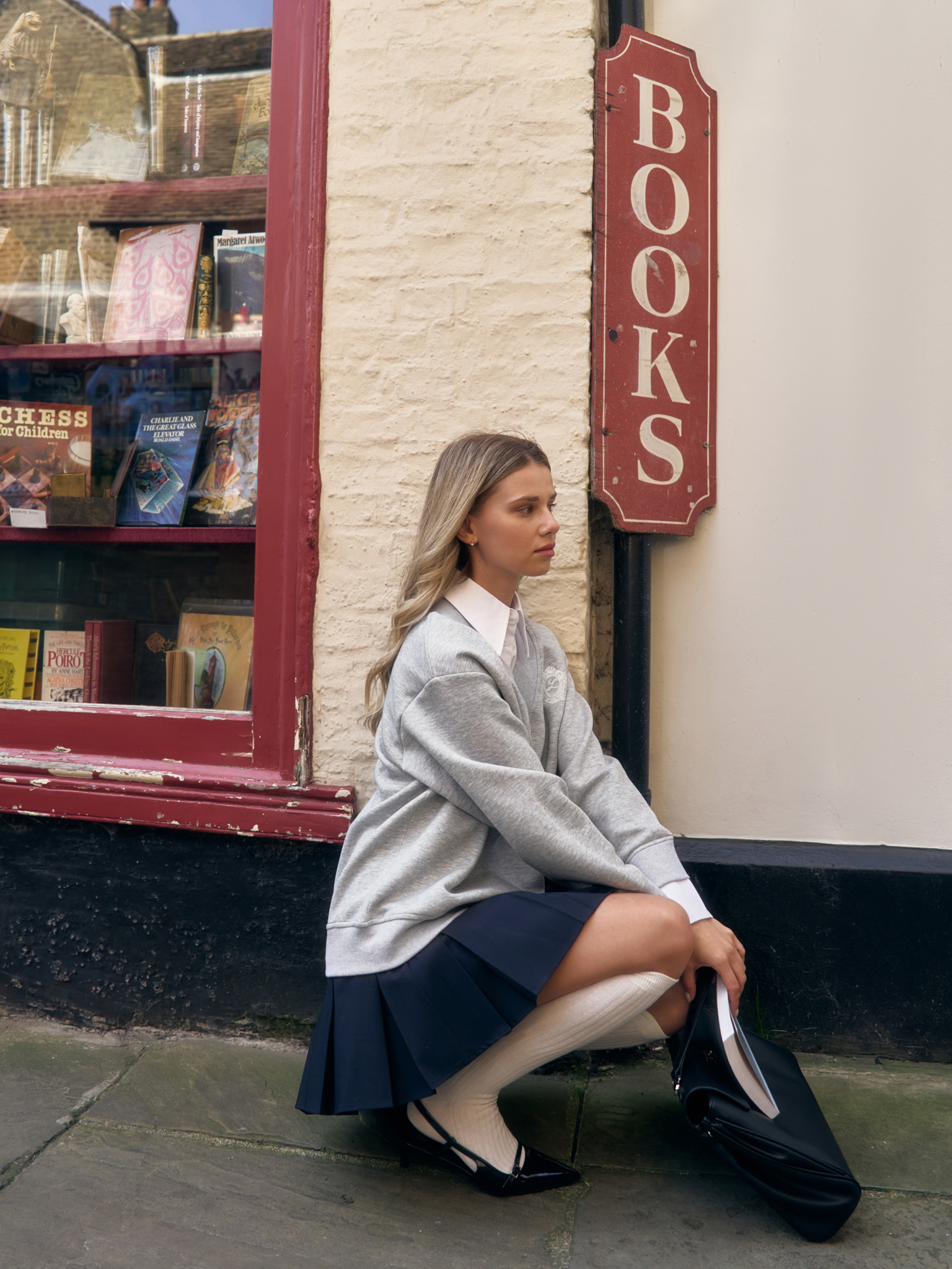 Jersey sweatshirt with imitation shirt and embroidery