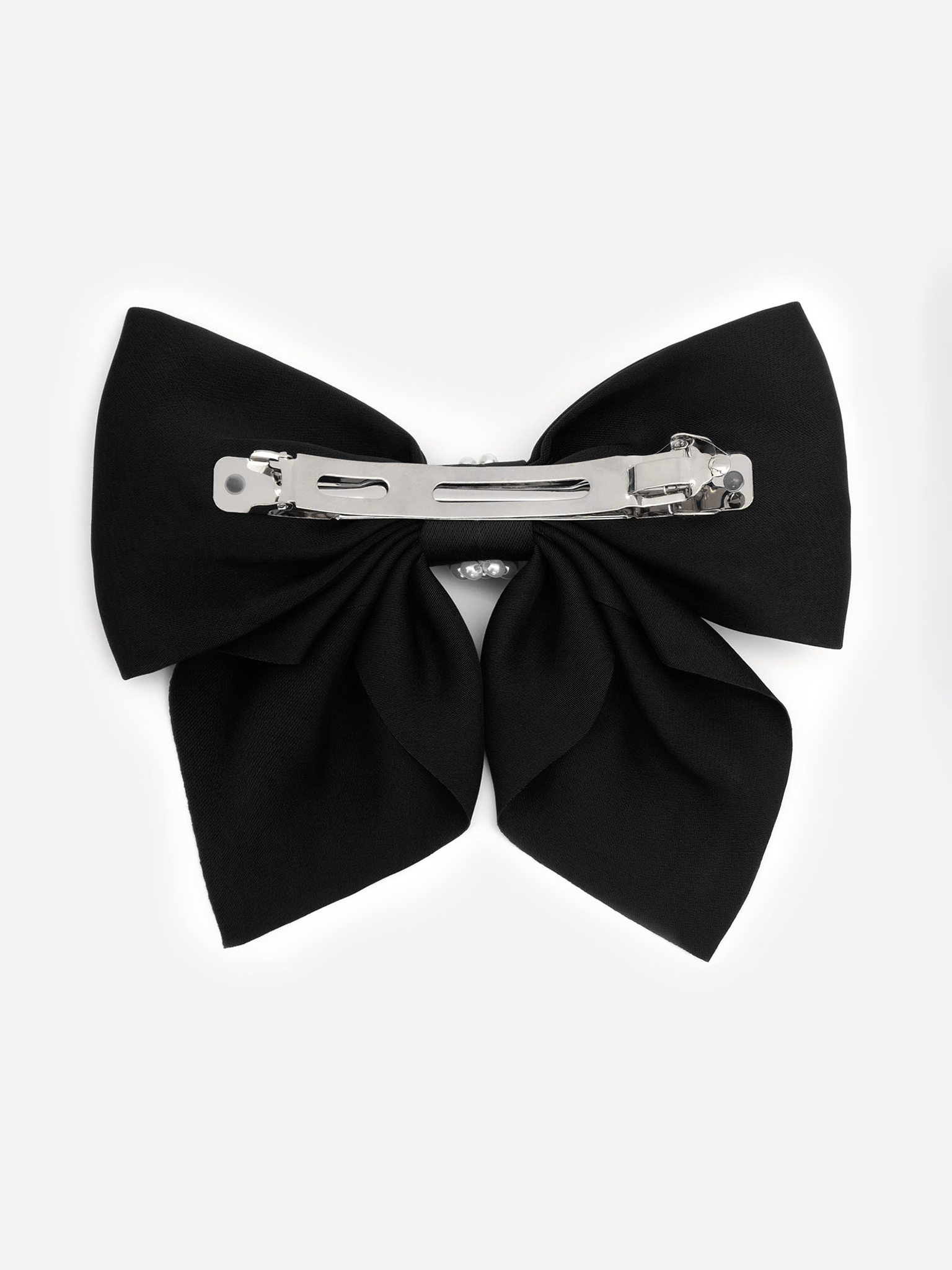 Hair bow with rhinestone and pearl decoration