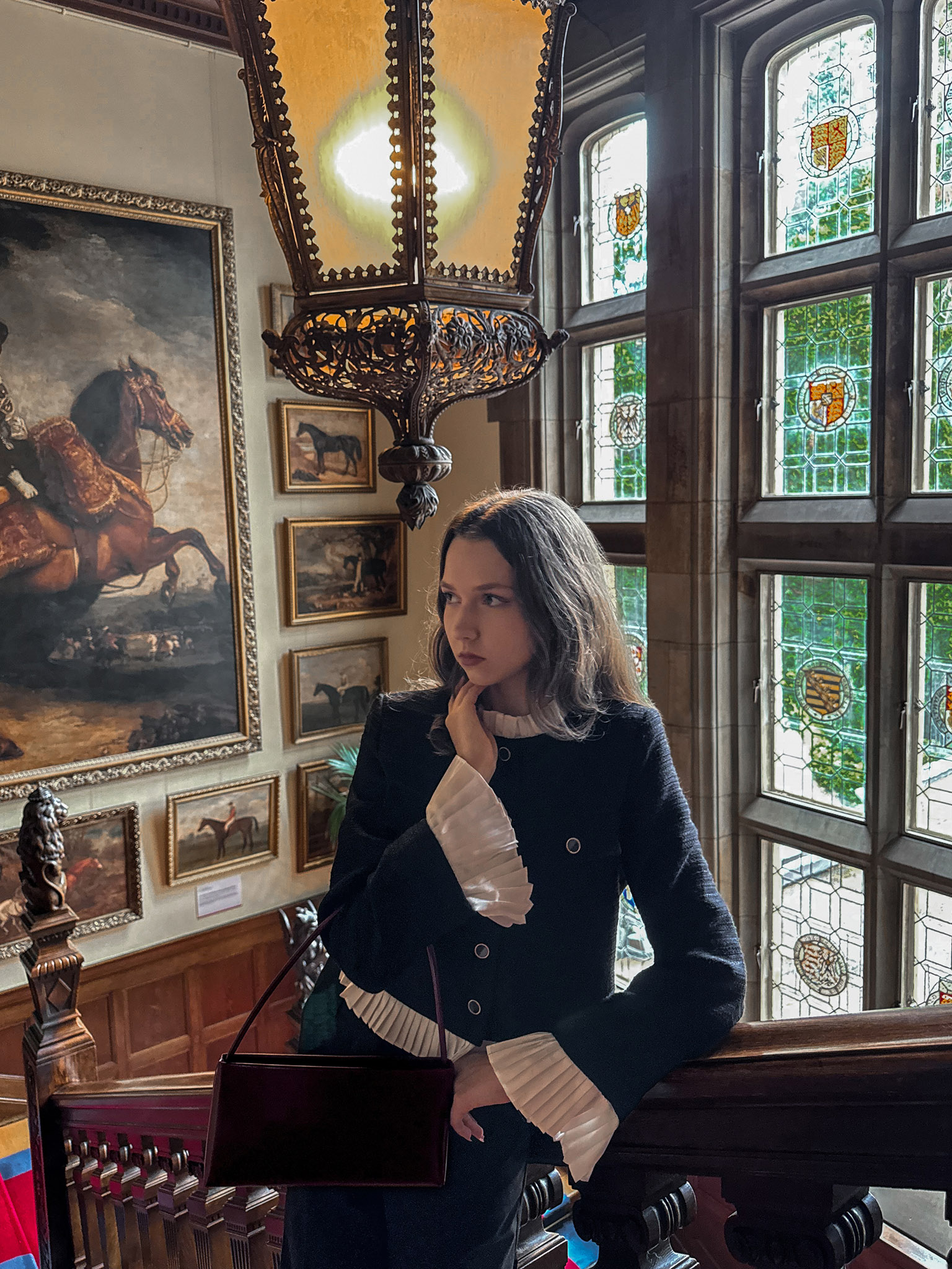 Straight tweed jacket with pleated details