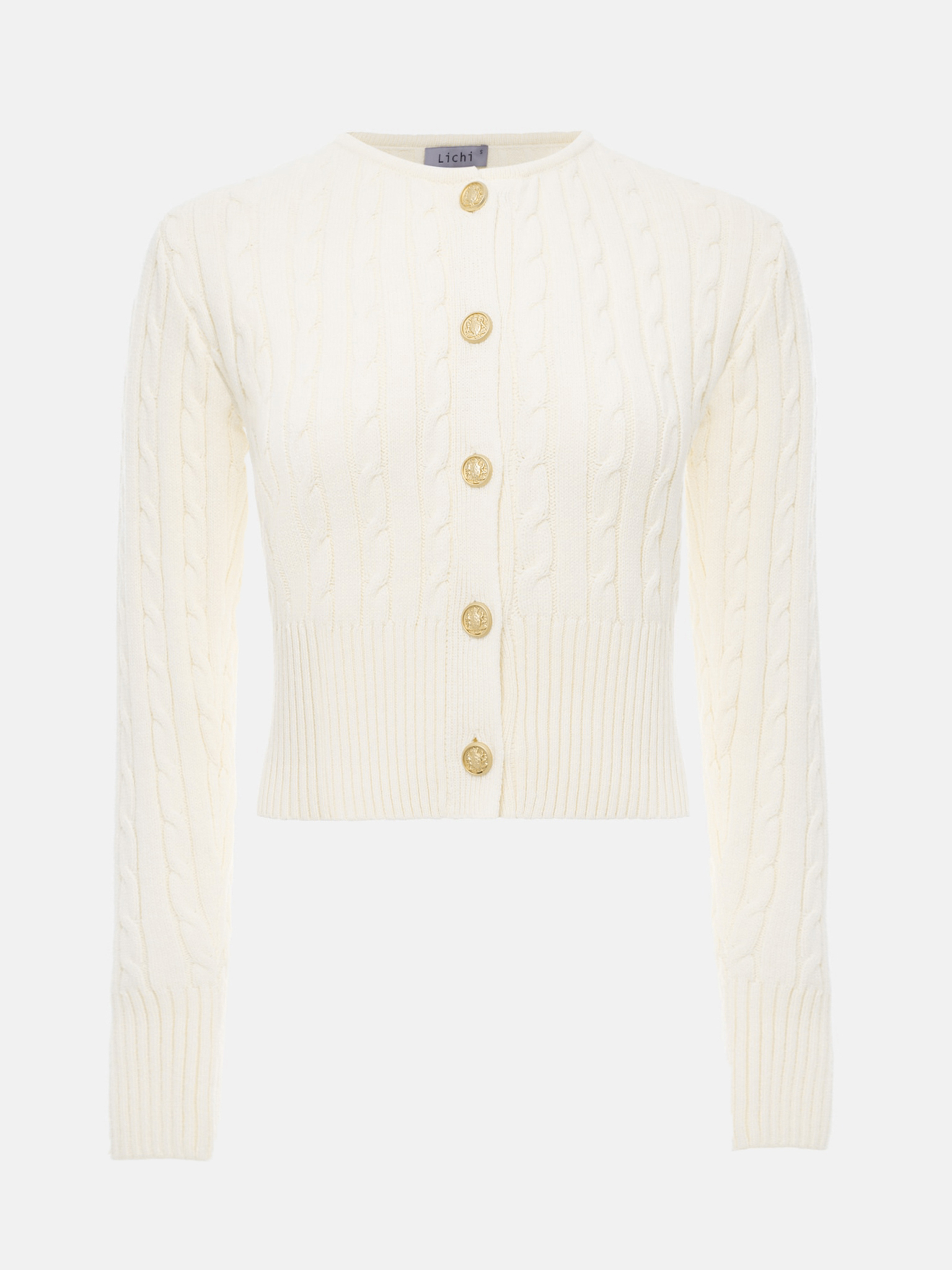 Cropped cable-knit cardigan