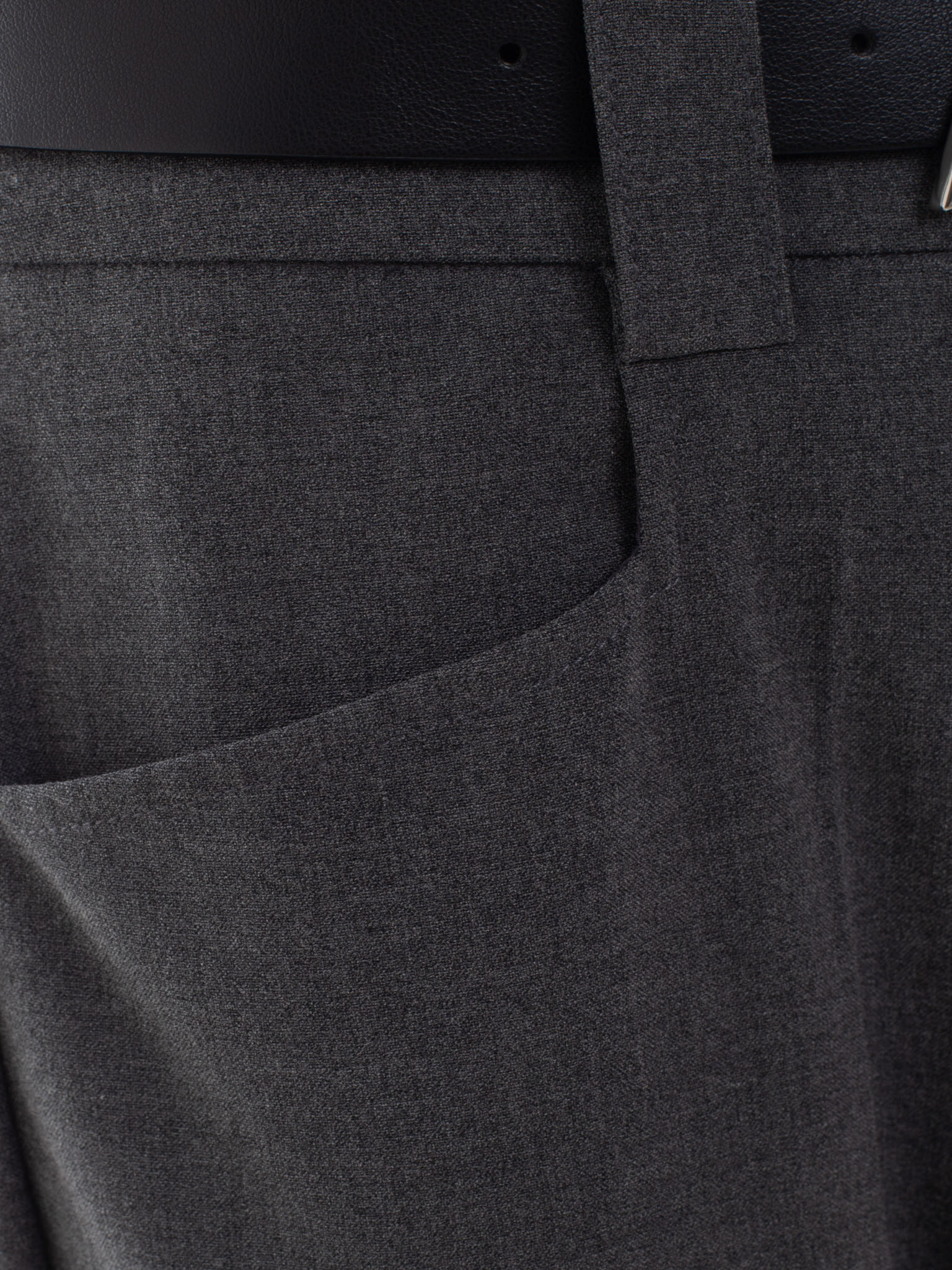 Straight suiting trousers with stitched creases and a belt