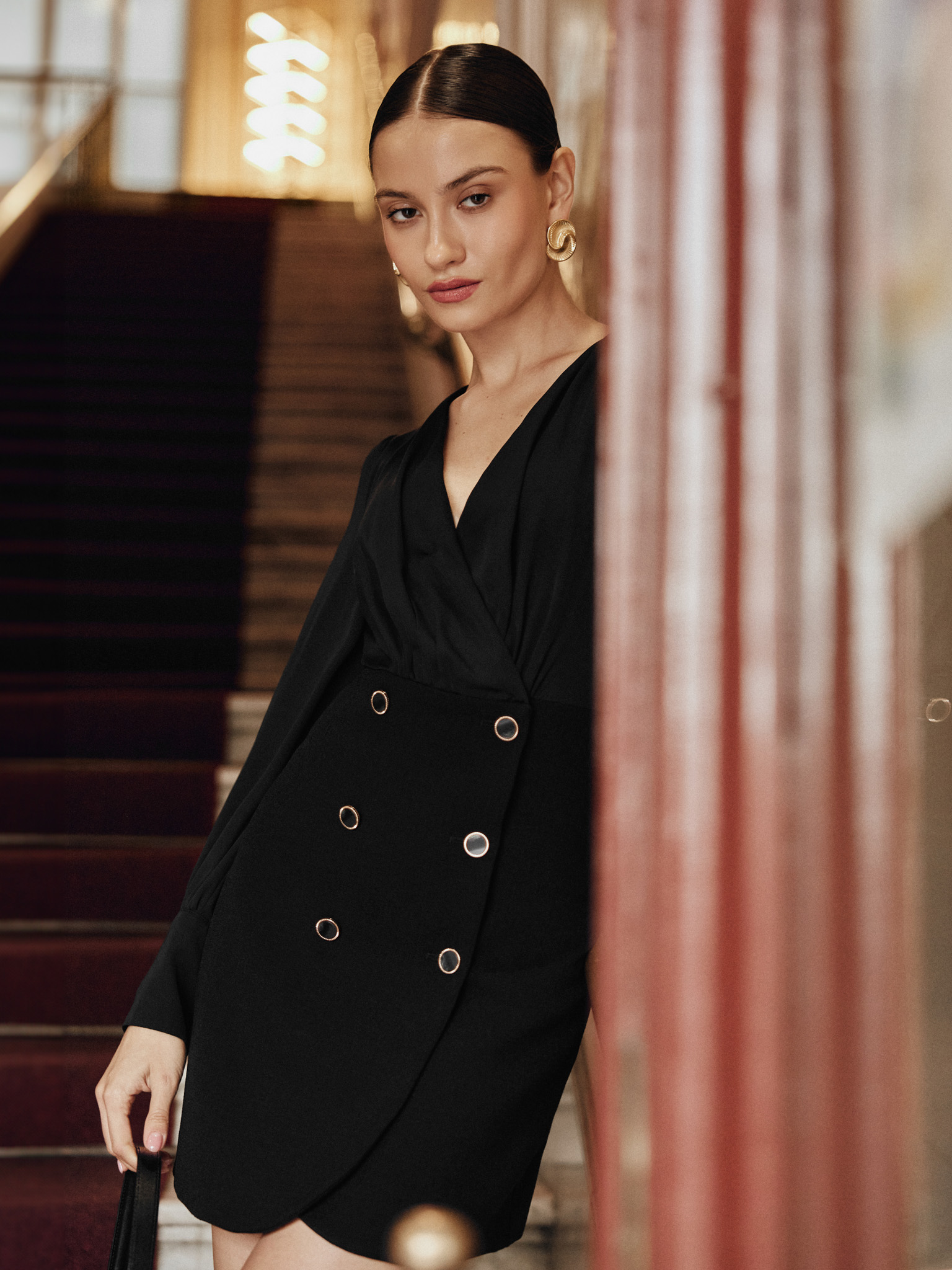 Mini combo dress with wrap bodice