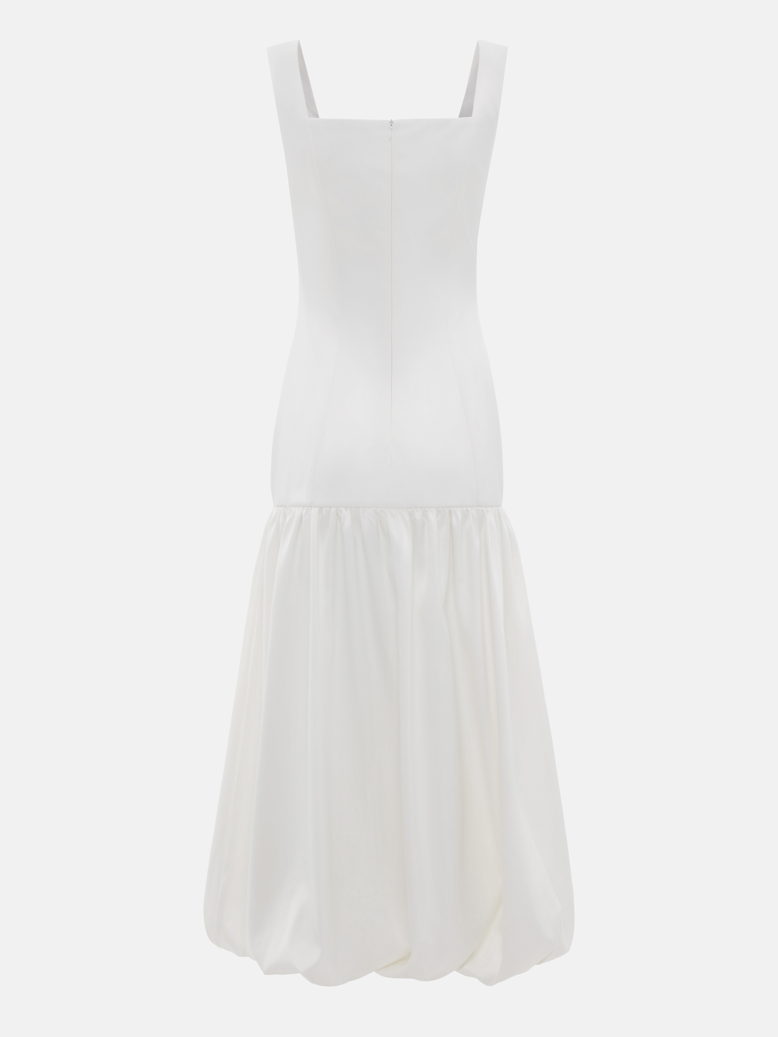 Fitted midi dress with flounce on the skirt