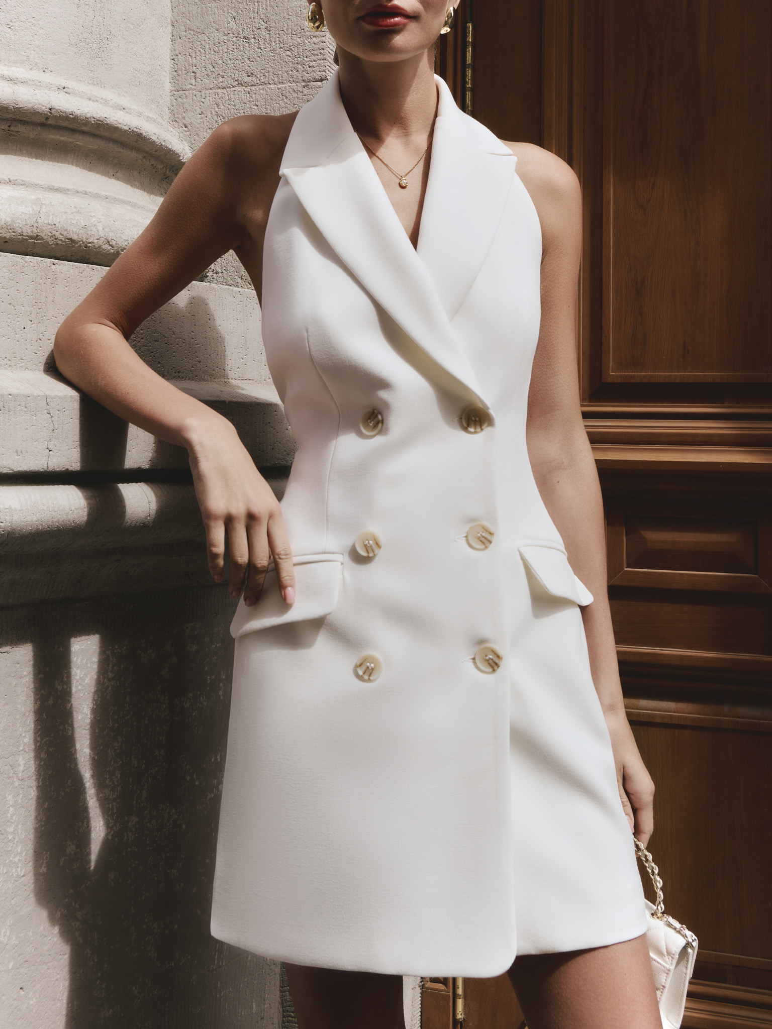 Mini waistcoat dress with button fastening