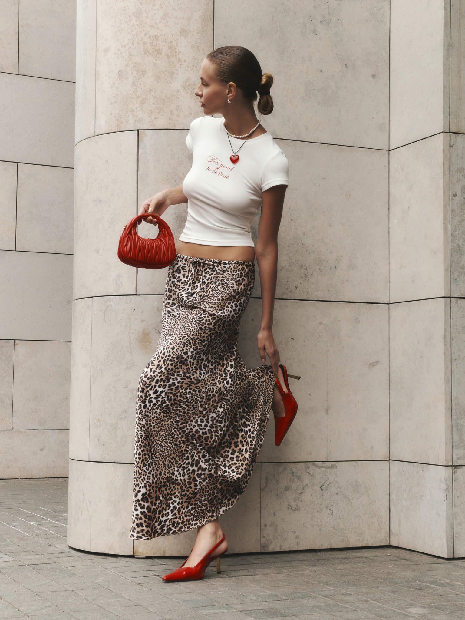 Leopard print maxi skirt