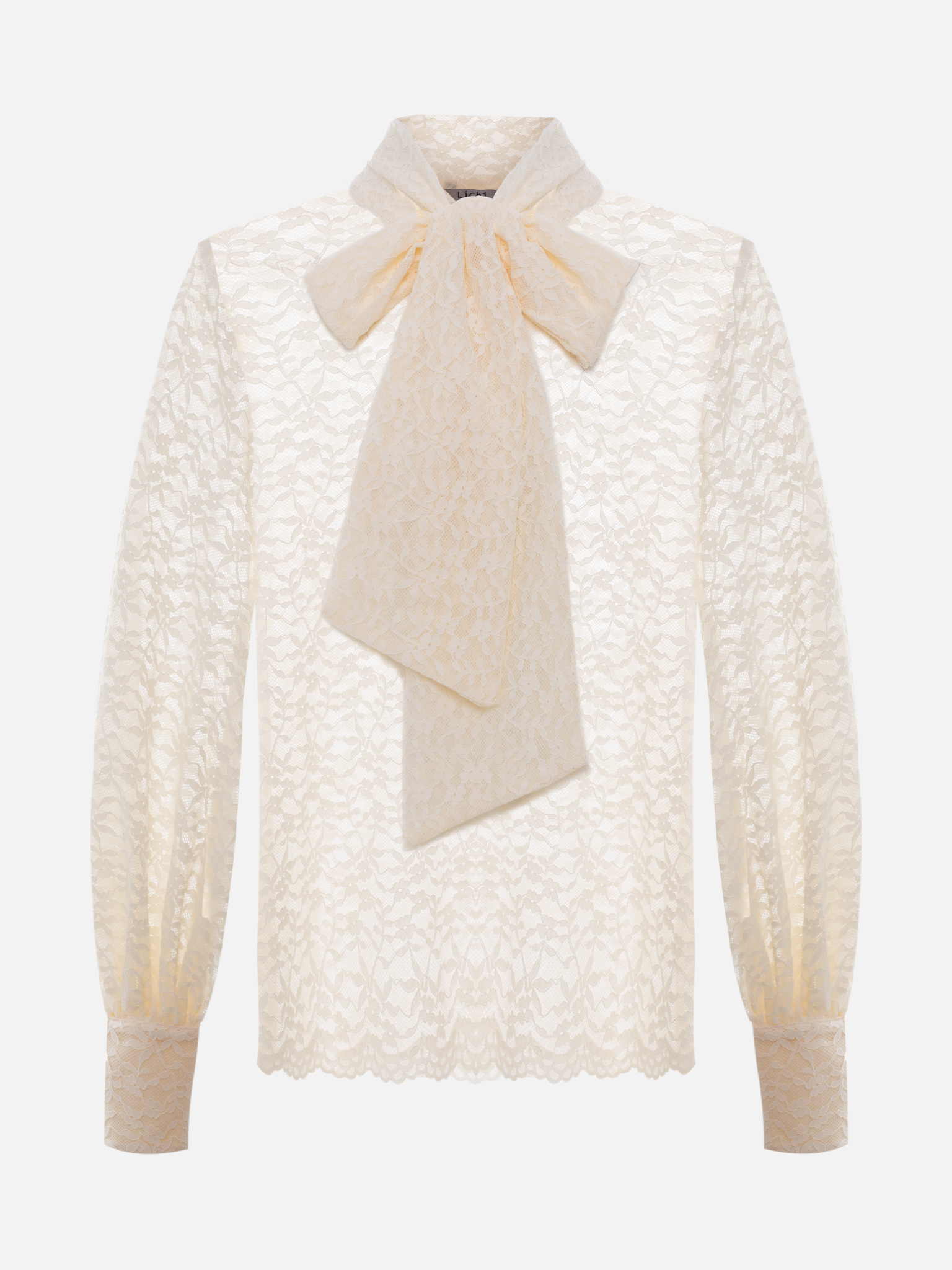 Lace blouse with a bow on the collar