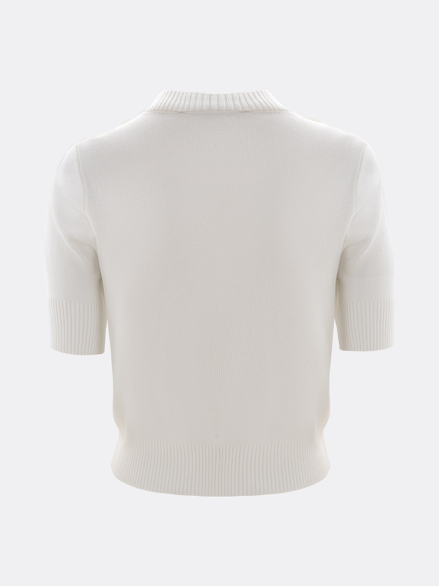 Short-sleeved knitted cardigan with golden fittings