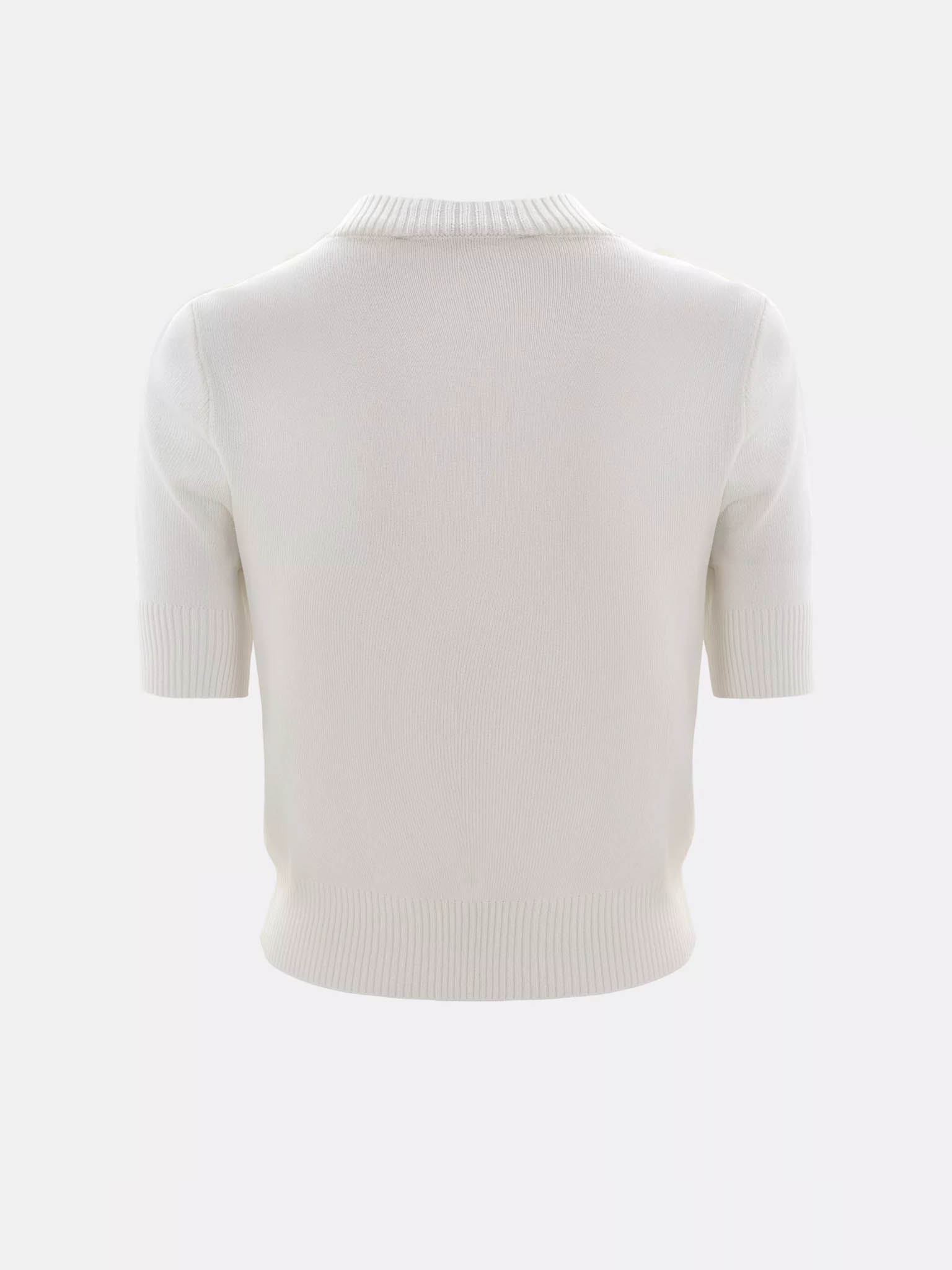 Short-sleeved knitted cardigan with golden fittings