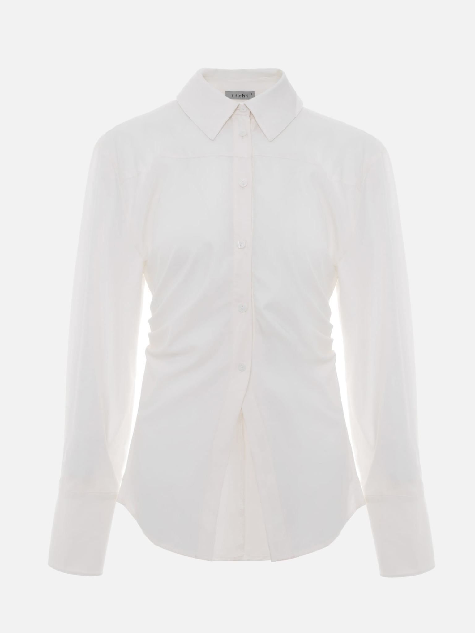 Fitted shirt with gathers and decorative stitching on the shoulders