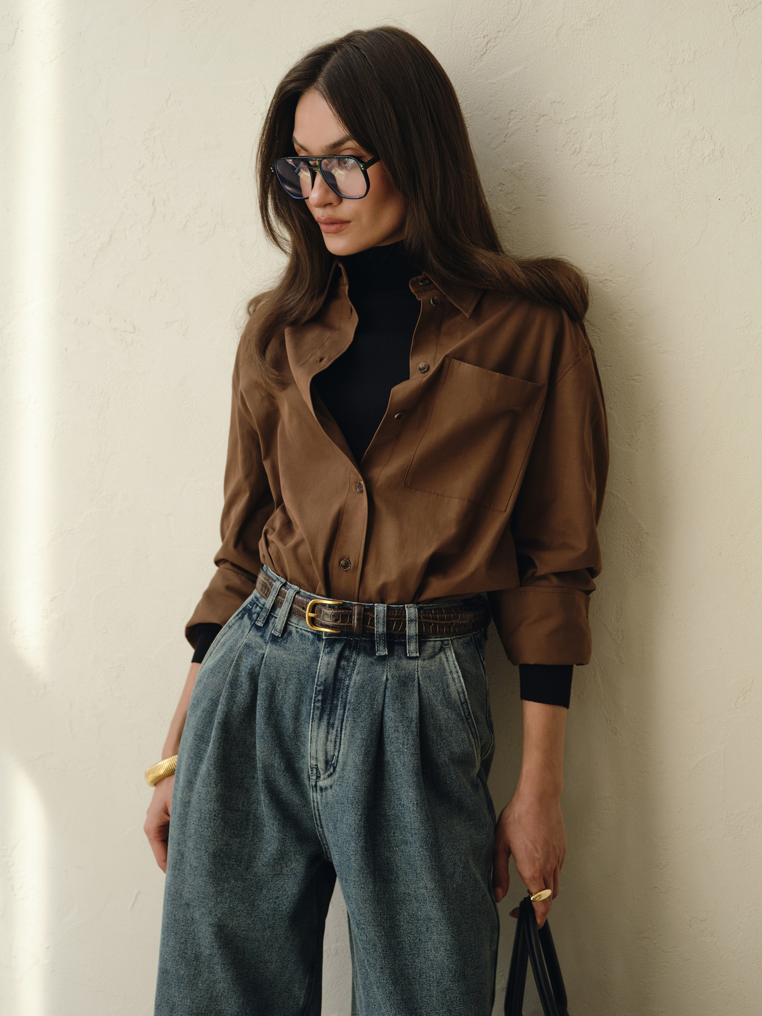 Oversize shirt in smooth fabric