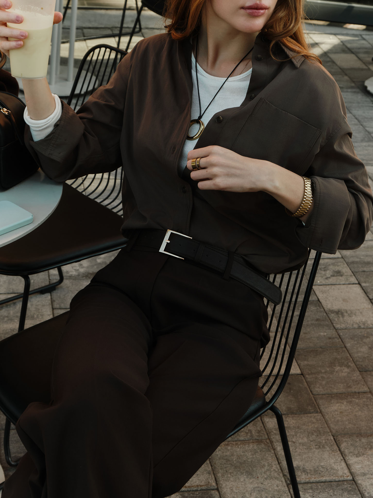 Oversize shirt in smooth fabric