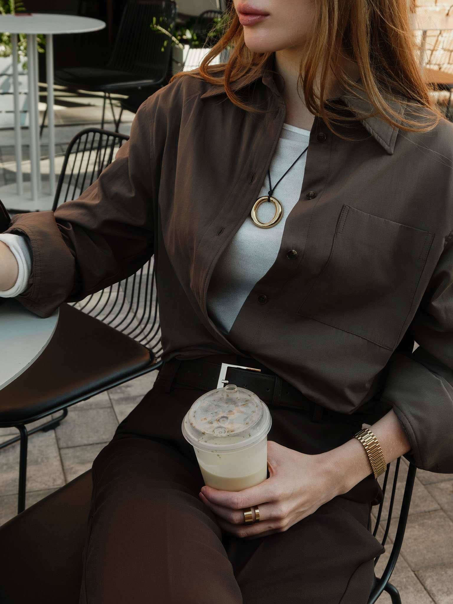 Oversize shirt in smooth fabric