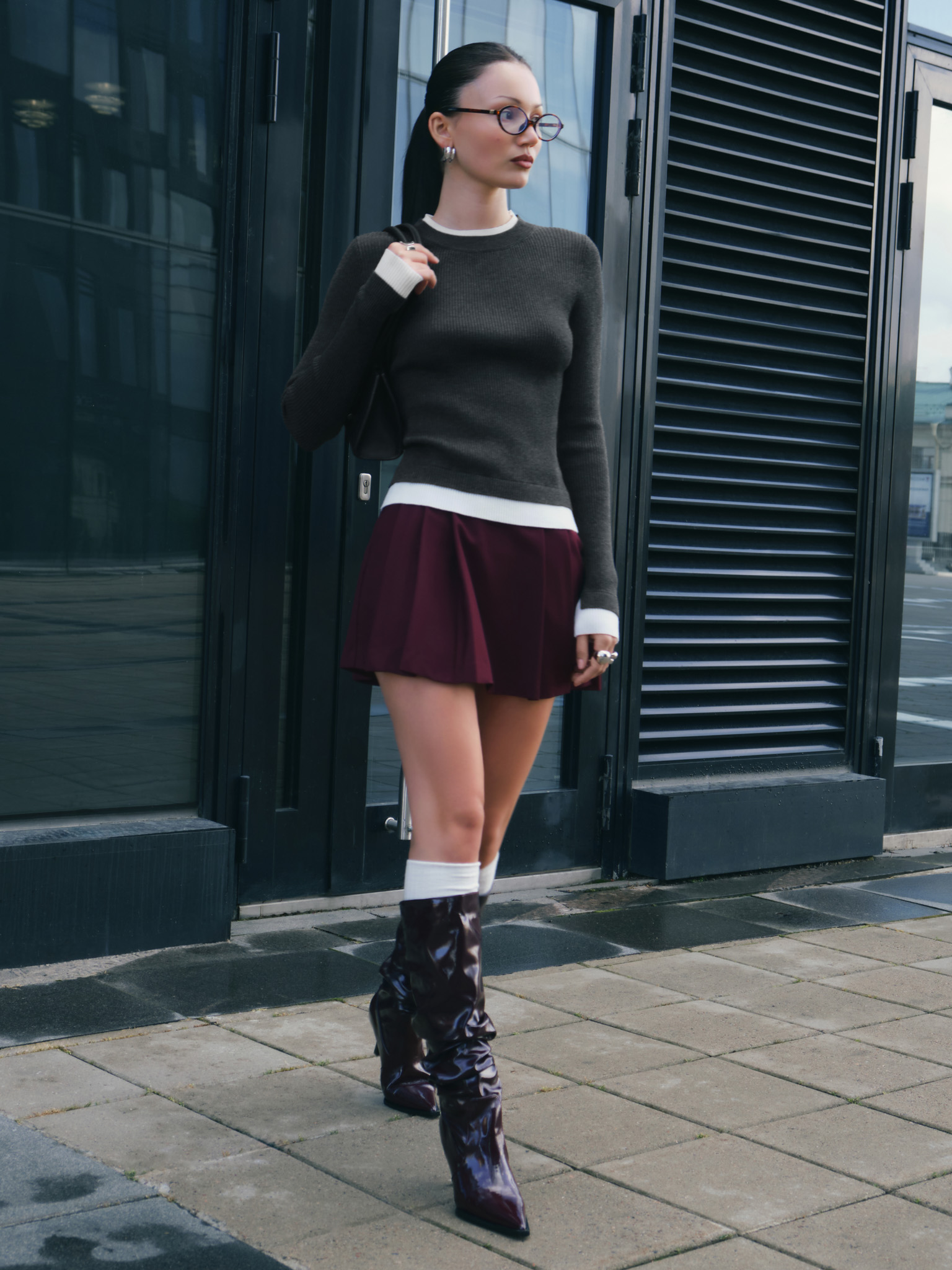 Rib-knit longsleeve with contrasting edges
