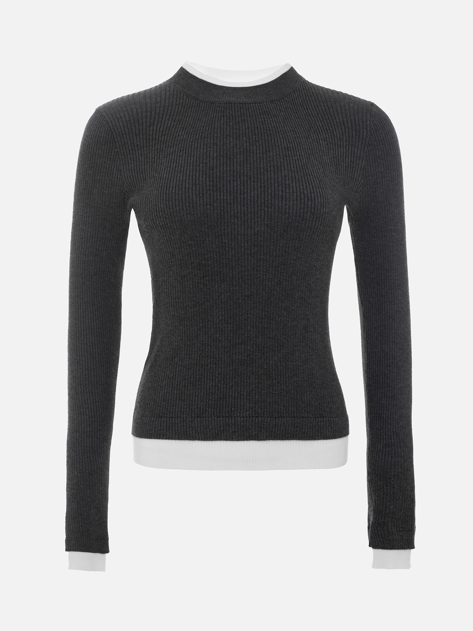 Rib-knit longsleeve with contrasting edges