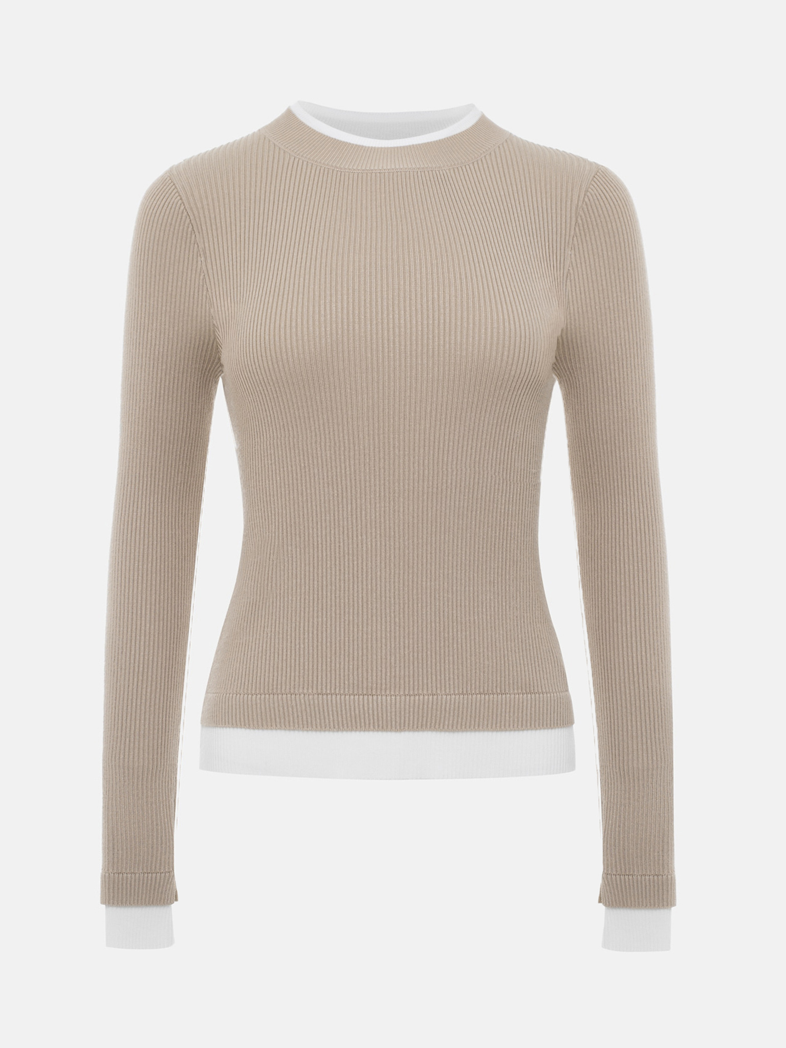 Rib-knit longsleeve with contrasting edges