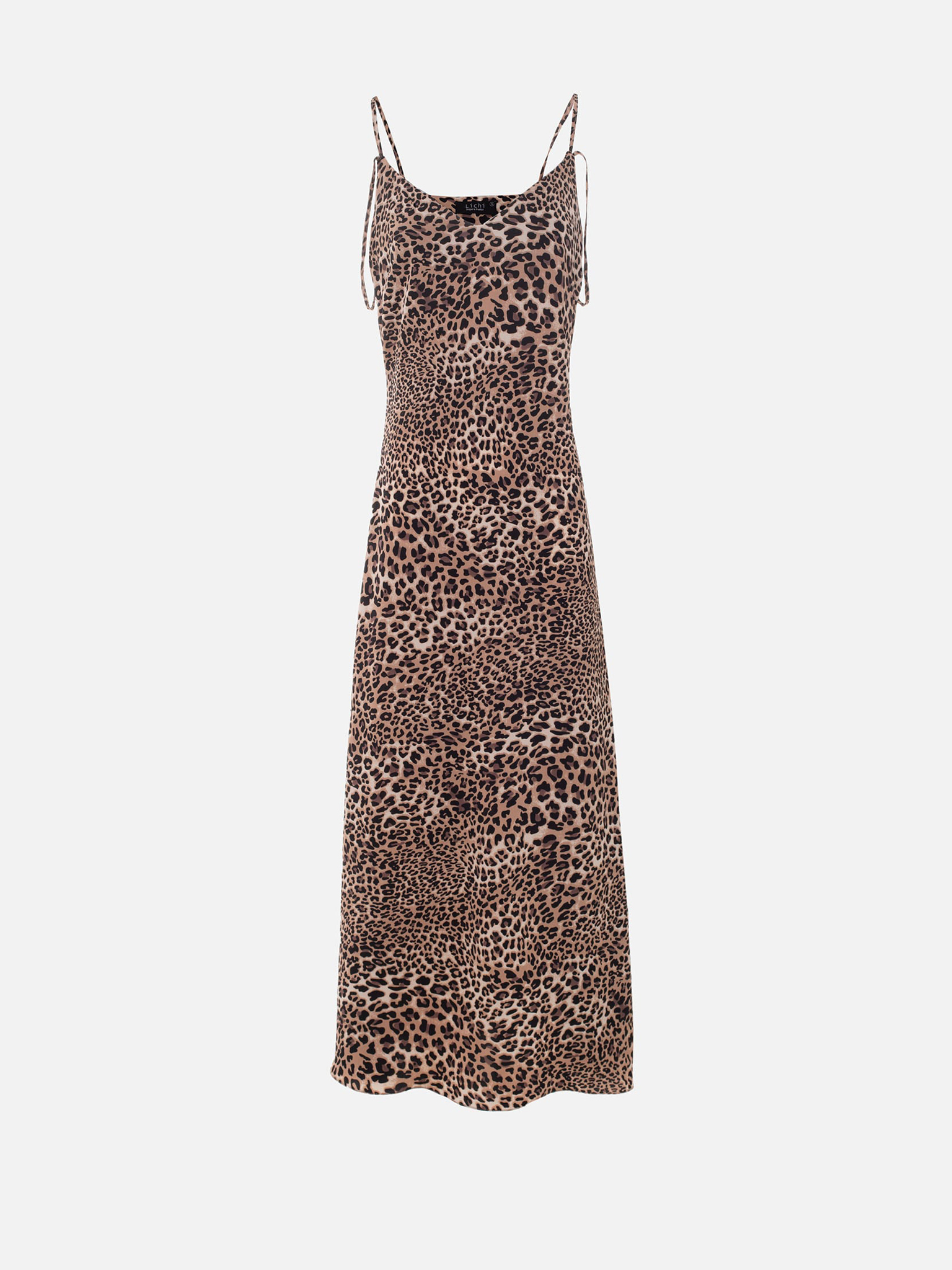 Leopard maxi dress with double straps