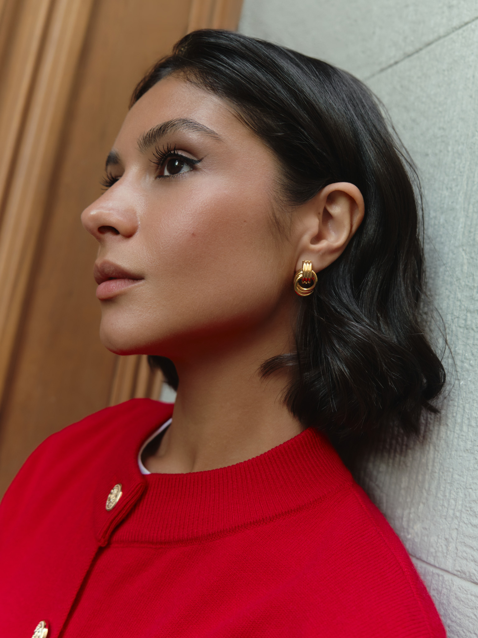 Geometric earrings in glossy metal