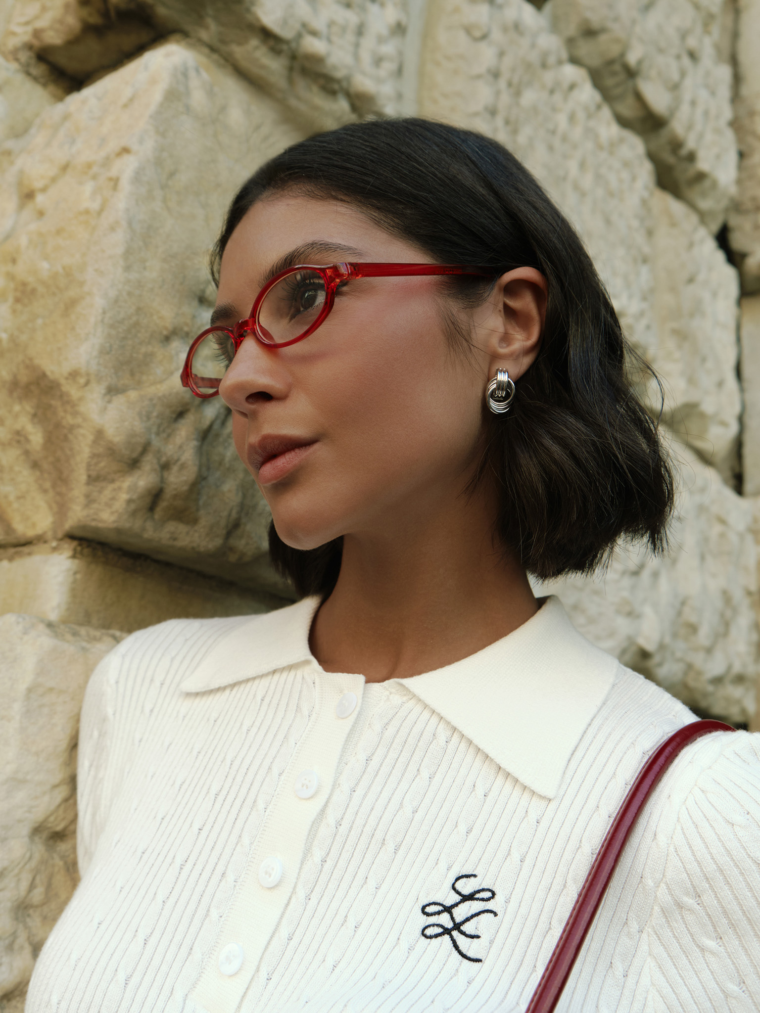 Geometric earrings in glossy metal