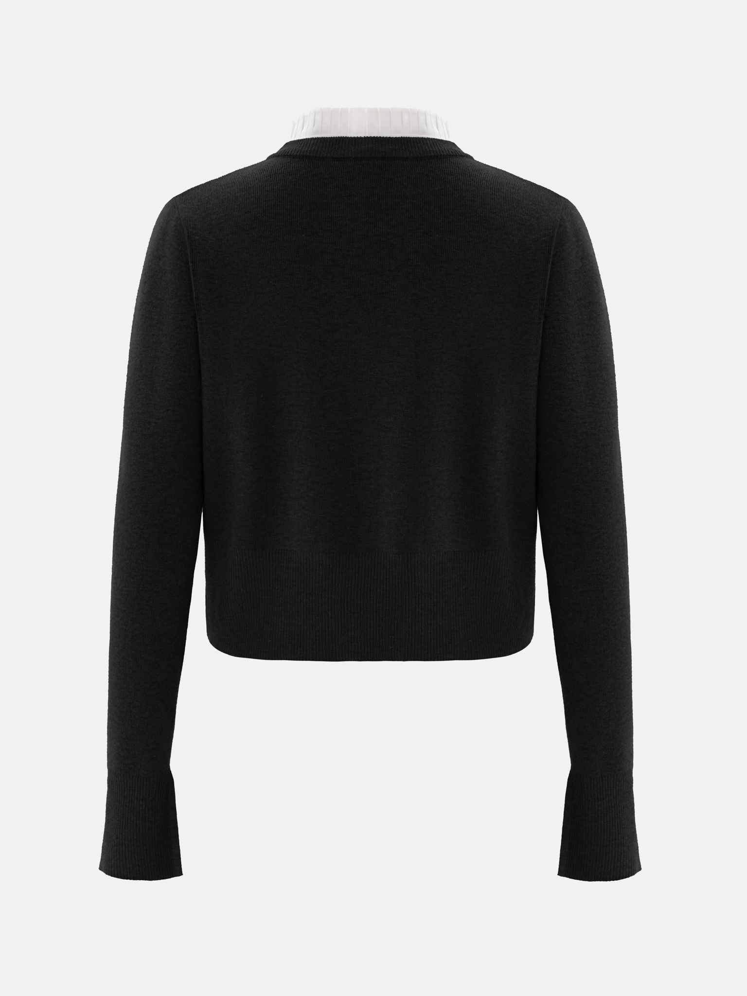 Cardigan with pleated insert on the collar