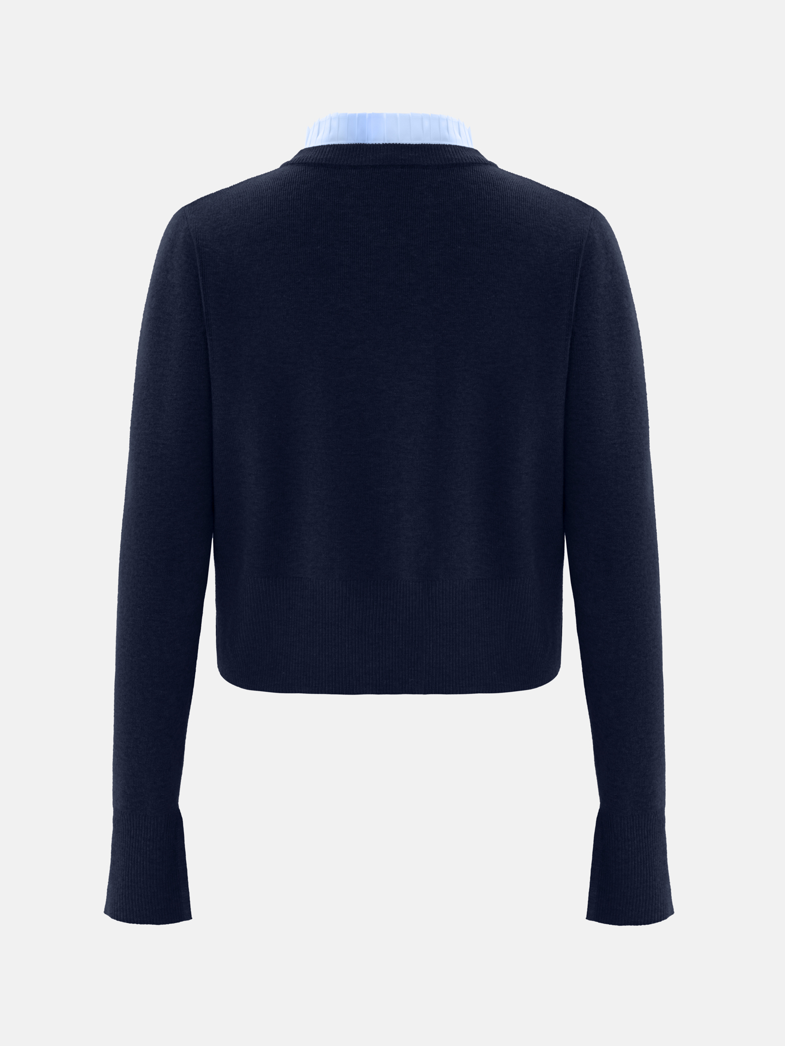 Cardigan with pleated insert on the collar