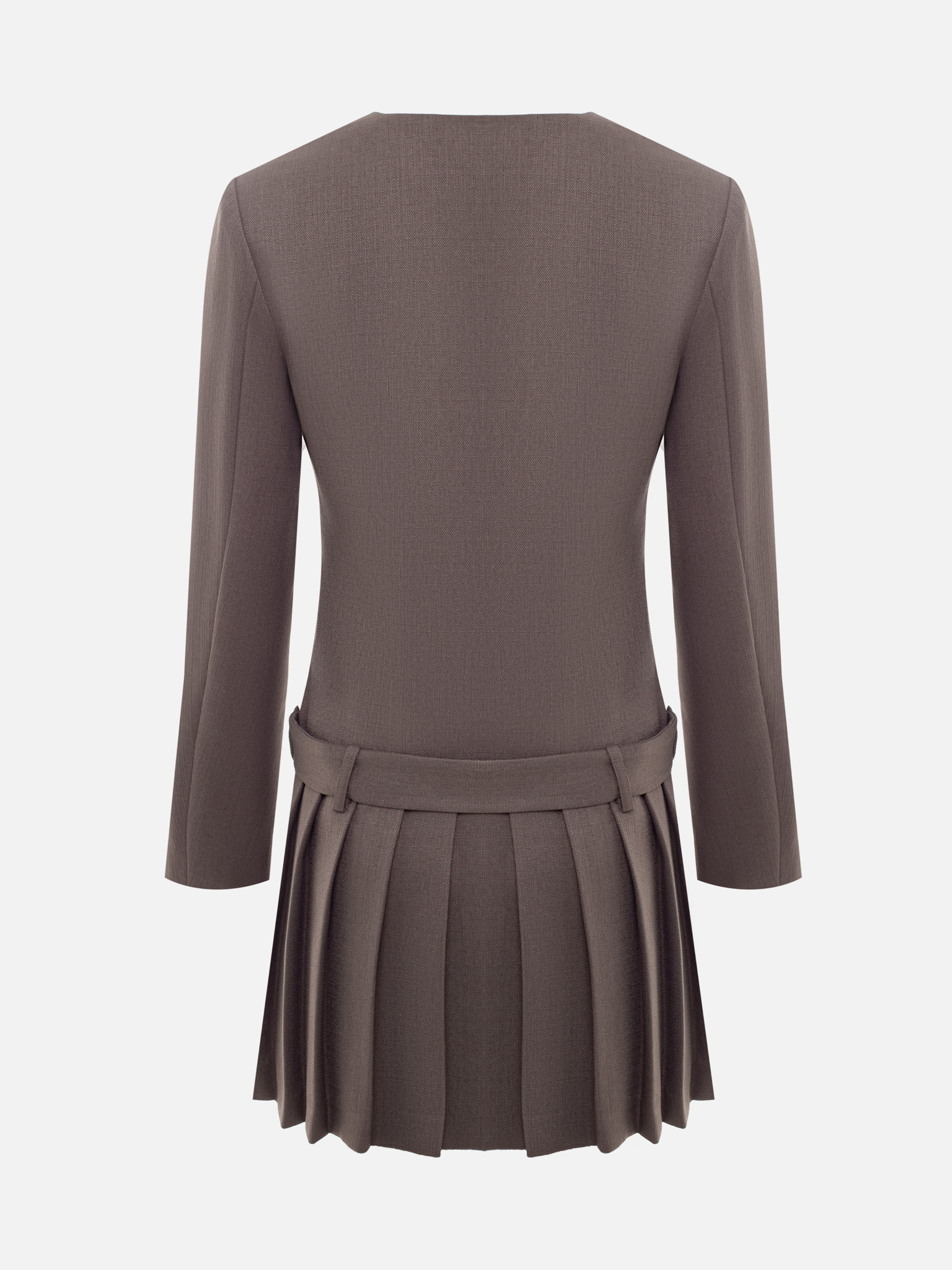 Mini dress in suiting fabric with wide matching belt