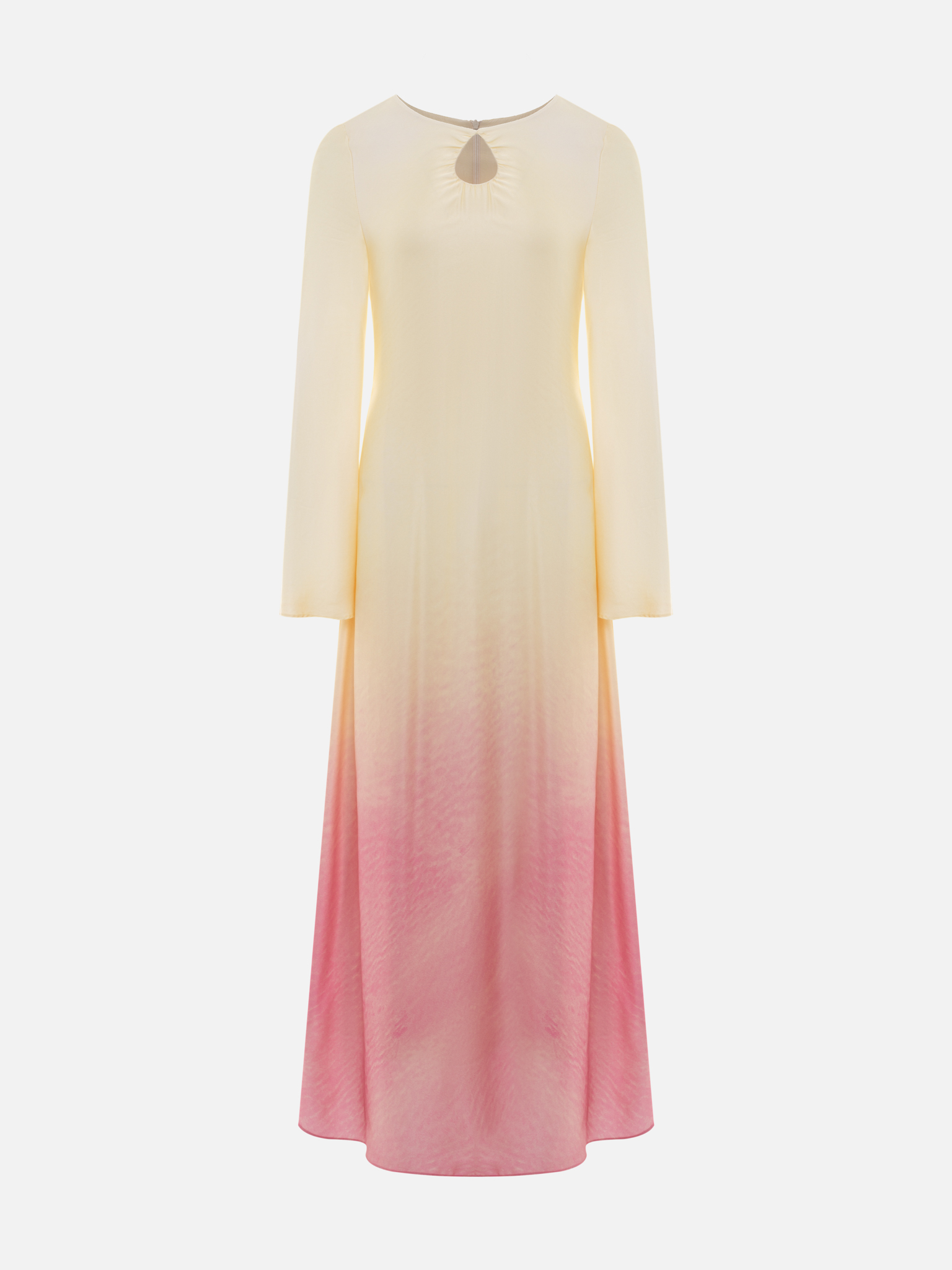 Satin A-silhouette maxi dress with gradient pattern