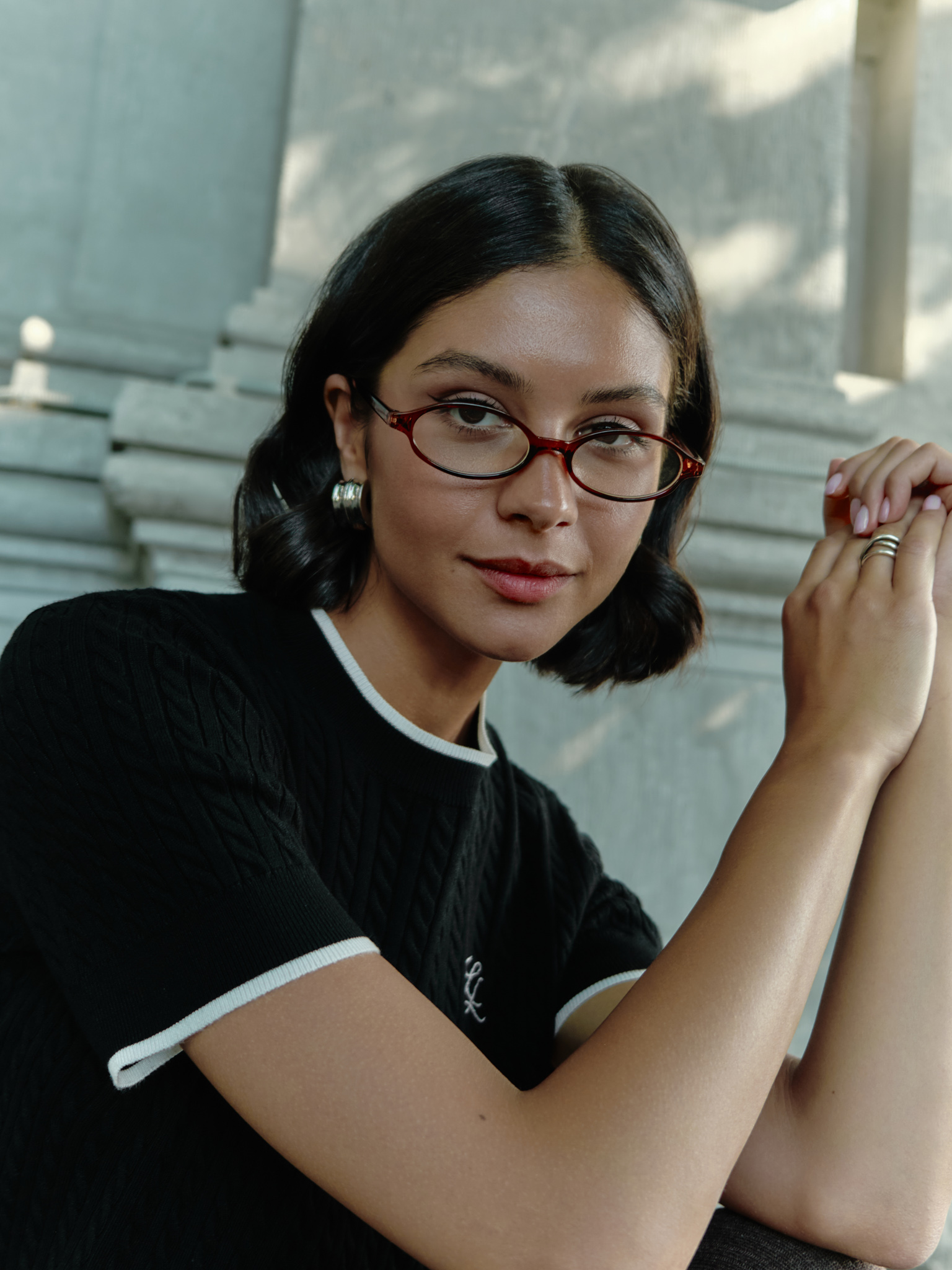 Wide half-hoop earrings