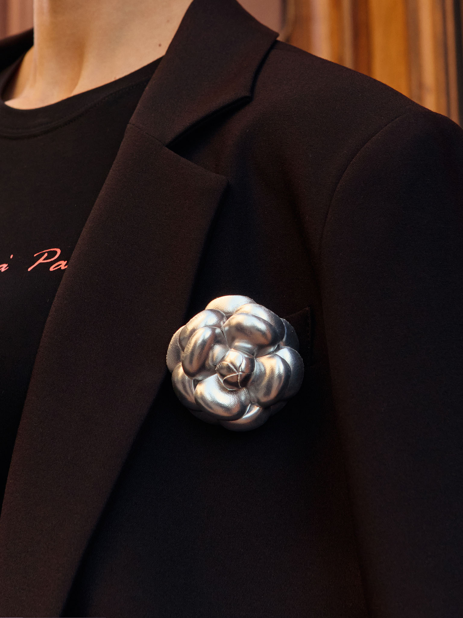 Leather flower brooch