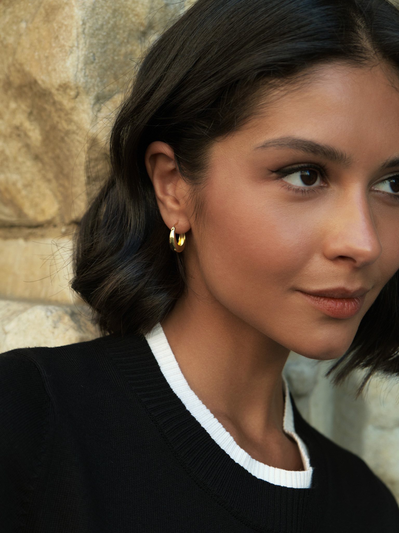Brass metal hoop earrings